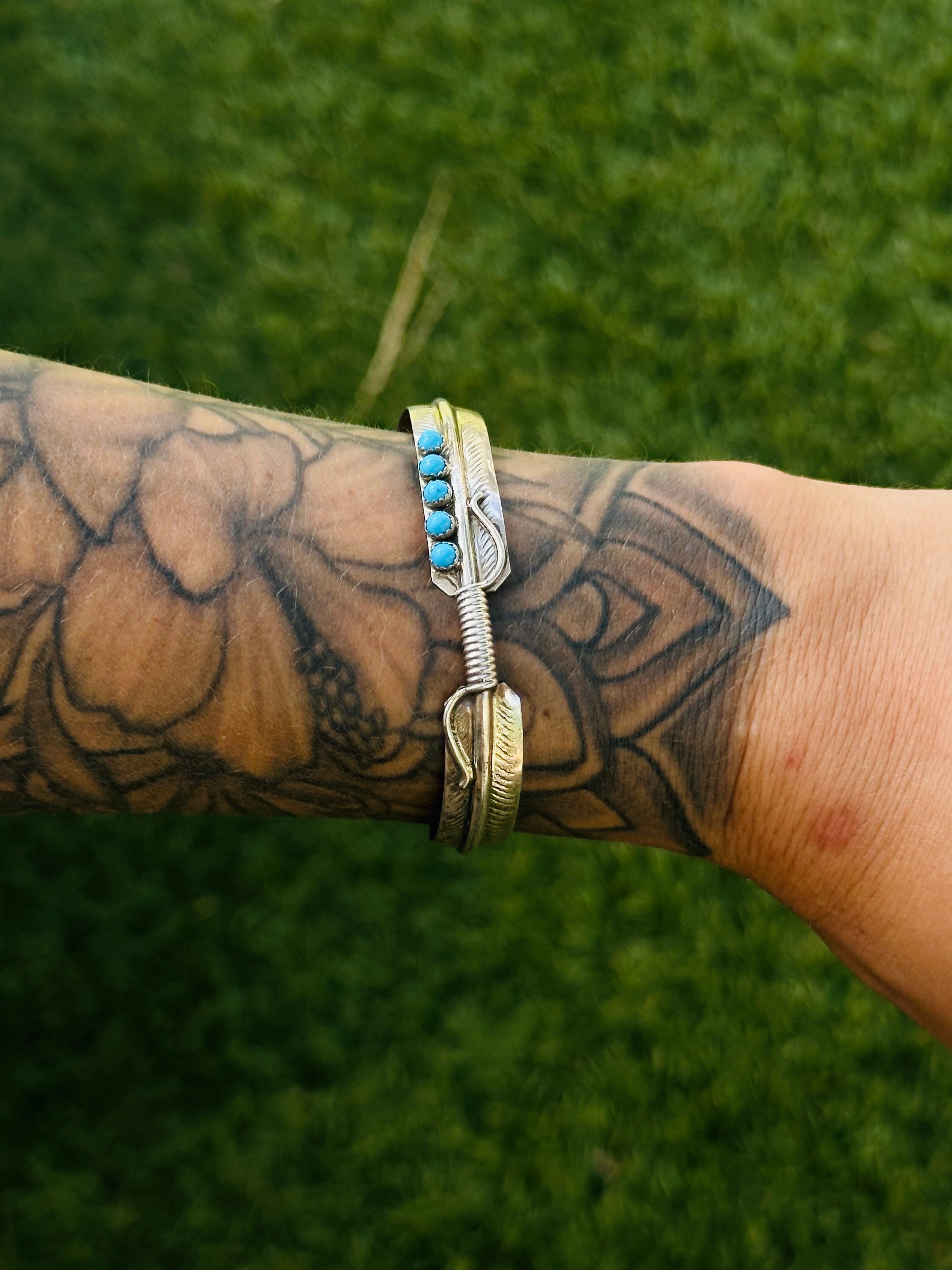 Navajo Made Sterling Silver Feather Cuff Bracelet