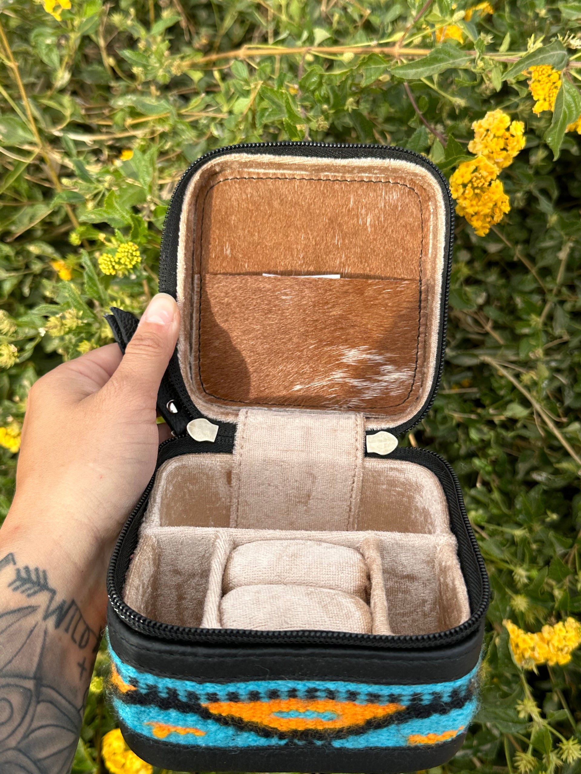 Genuine Leather Cowhide & Saddle Bag Jewelry Box