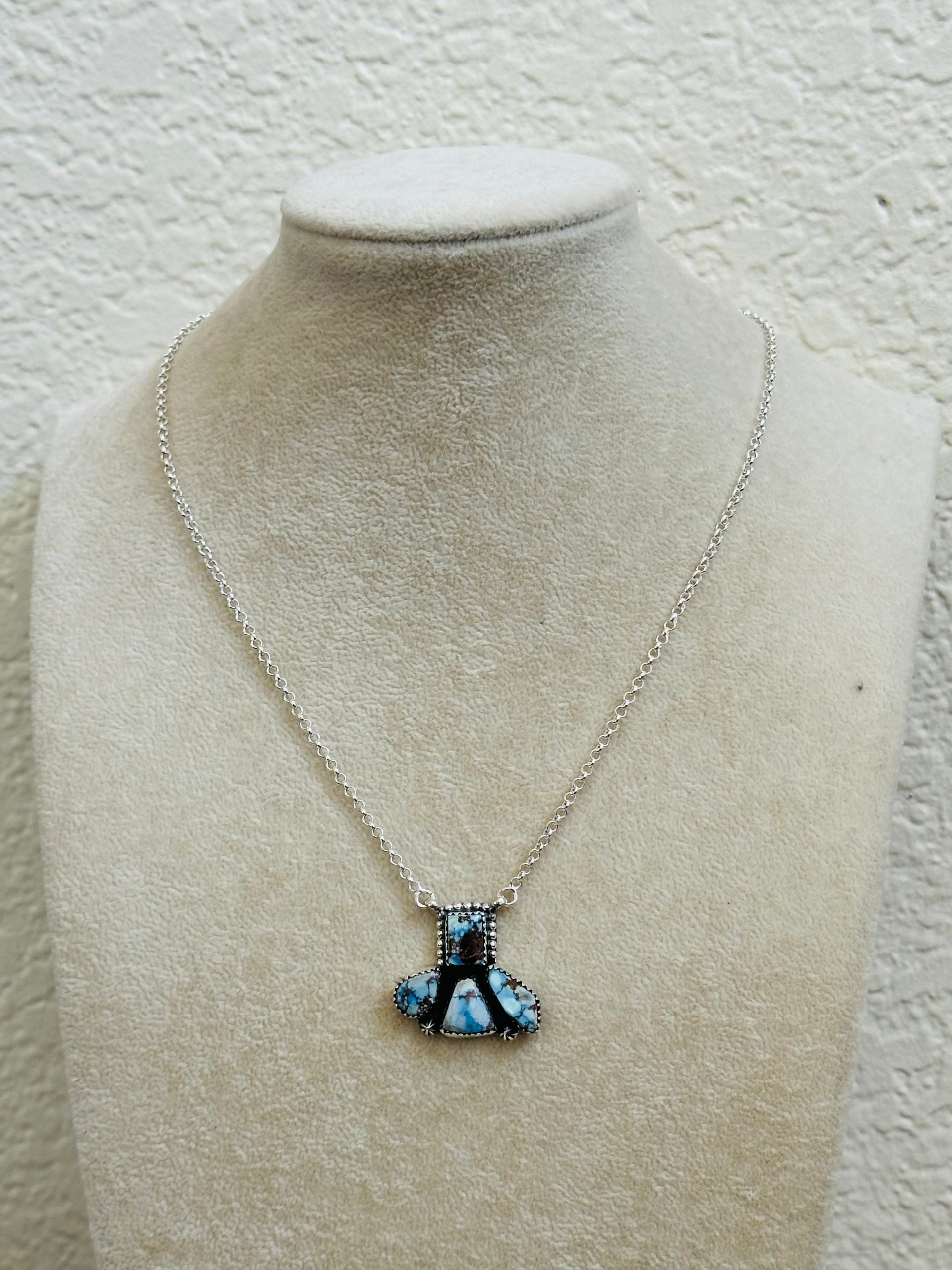 TTD “Blossom” Golden Hills Turquoise & Sterling Silver Cluster Necklace
