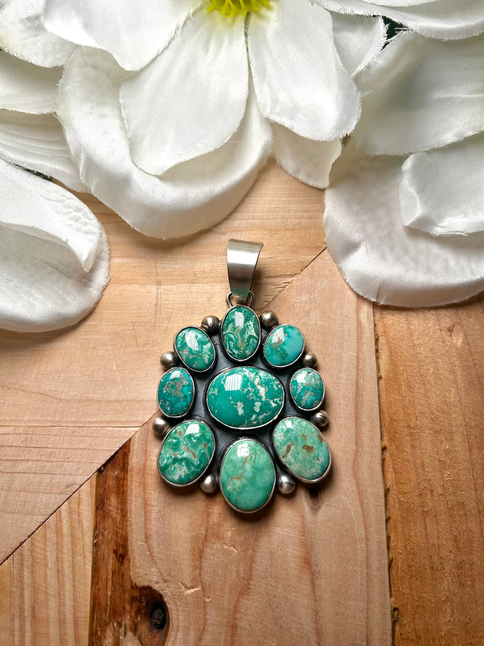 Kathleen Livingston Broken Arrow Variscite & Sterling Silver Pendant
