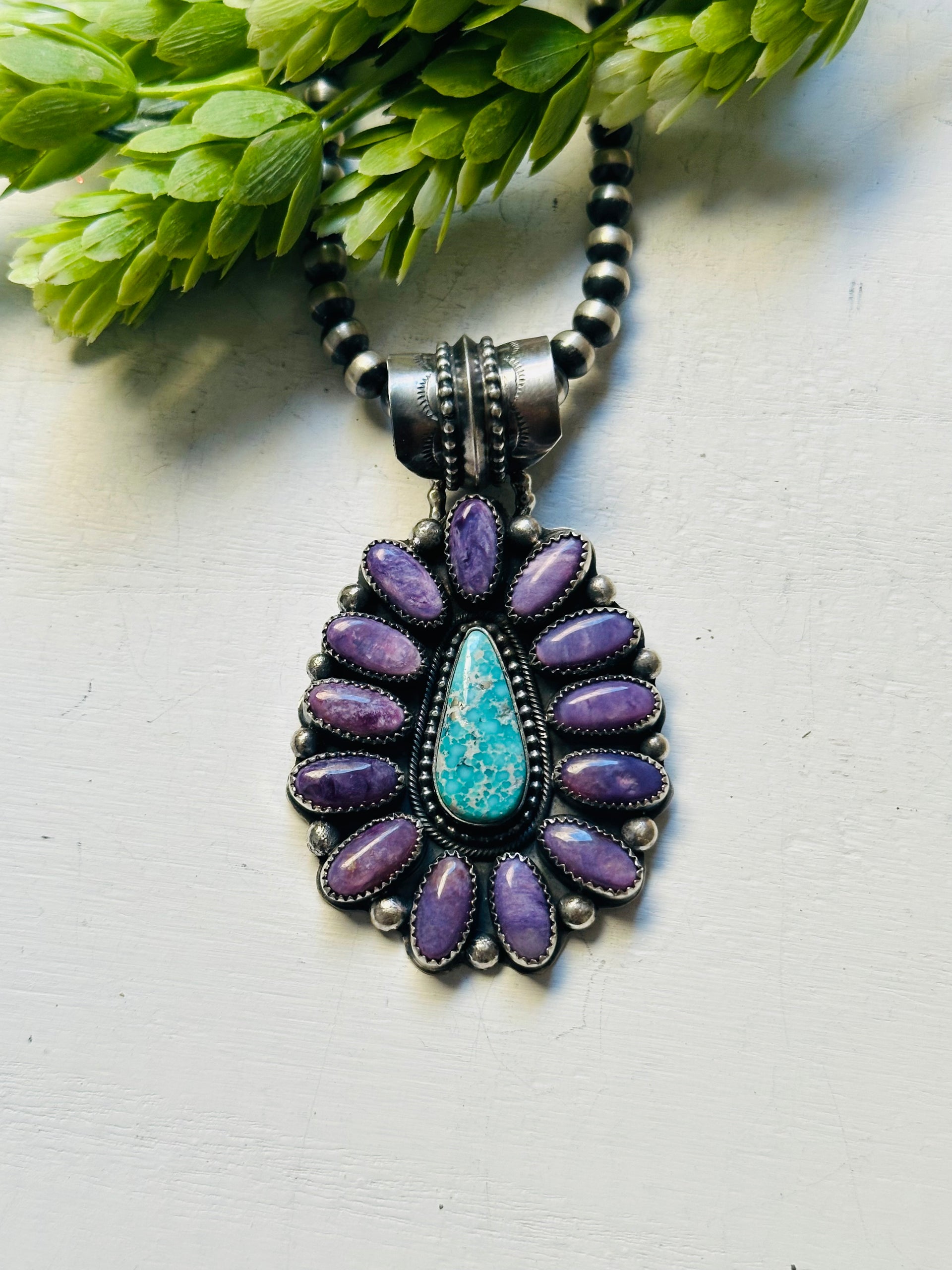 Dustin Francisco Multi Stone & Sterling Silver Cluster Pendant