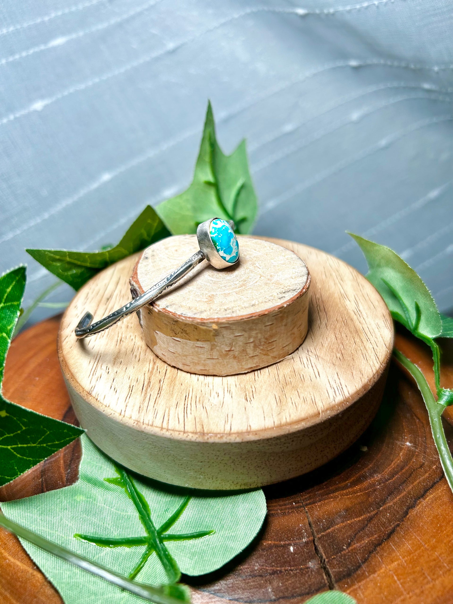 Navajo Made Kingman Turquoise & Sterling Silver Cuff Bracelet