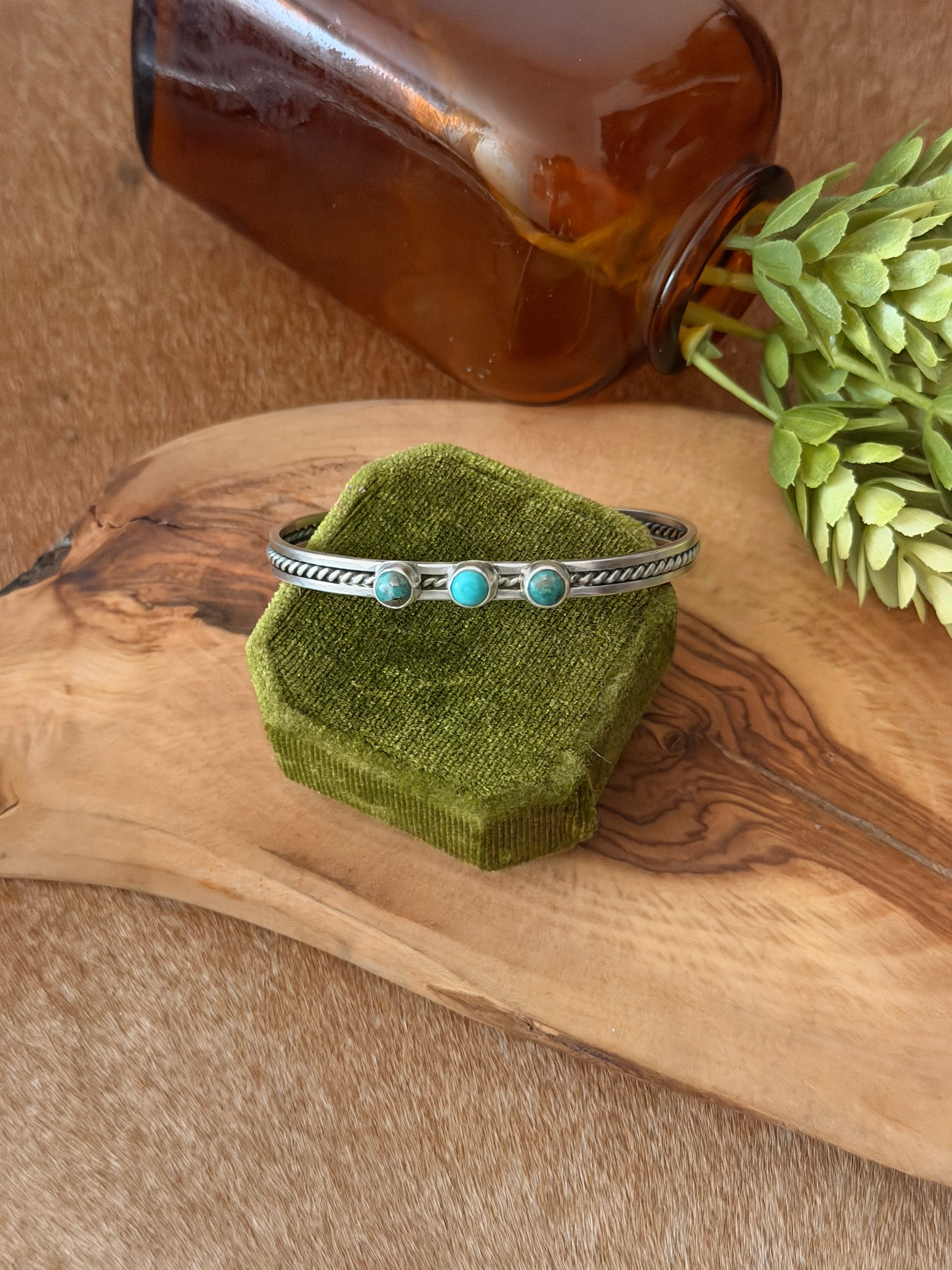 Junior Begay Kingman Turquoise & Sterling Silver Cuff Bracelet