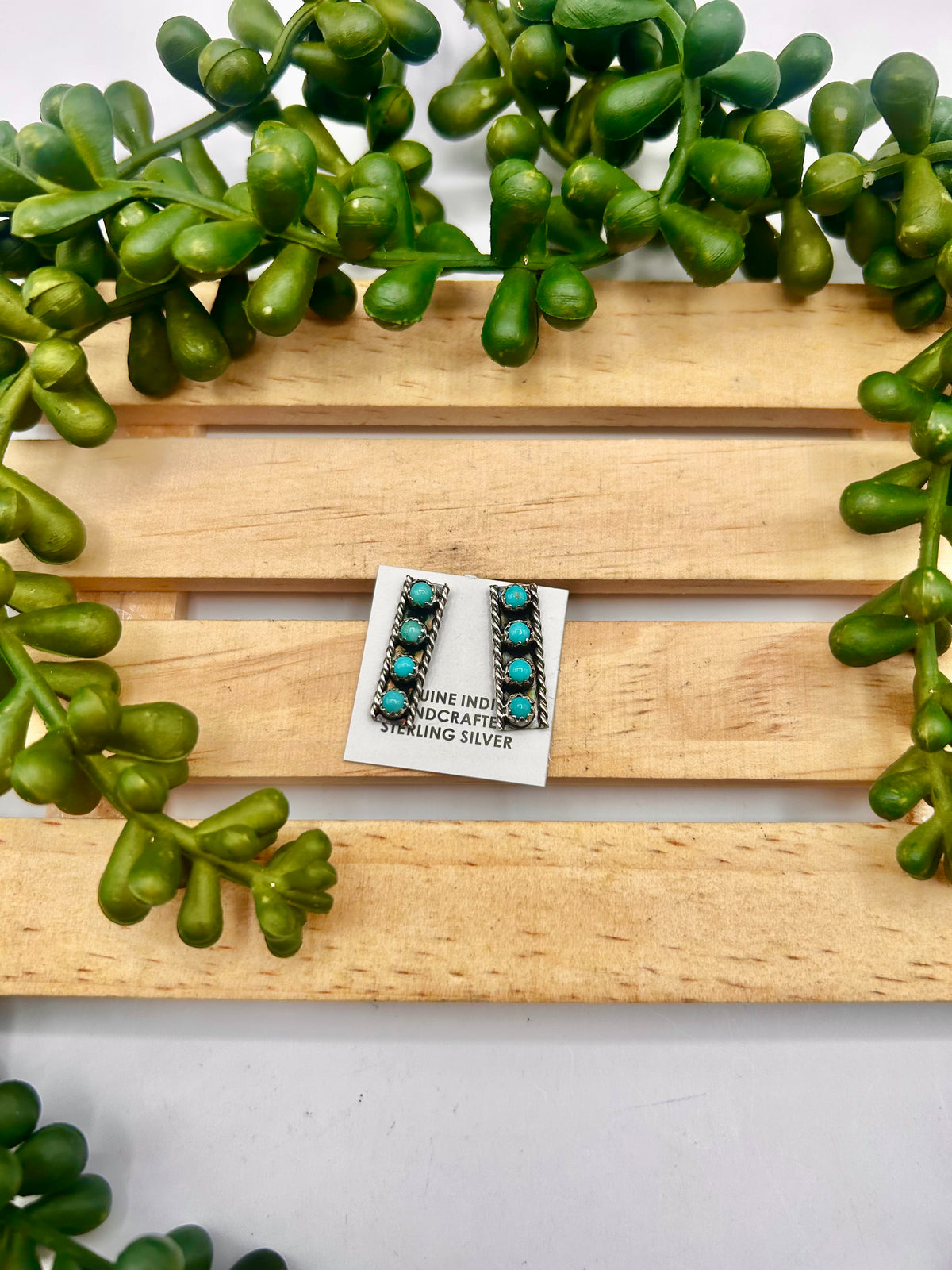 Navajo  Made Kingman Turquoise & Sterling Silver Post Earrings