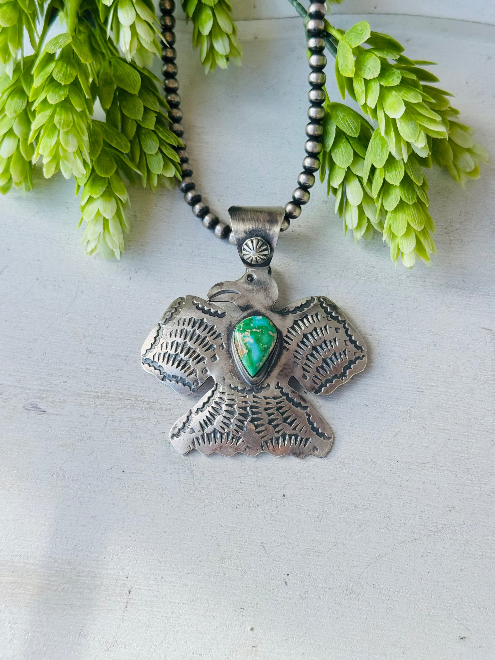 Chimney Butte Sonoran Mountain & Sterling Silver Thunderbird Pendant