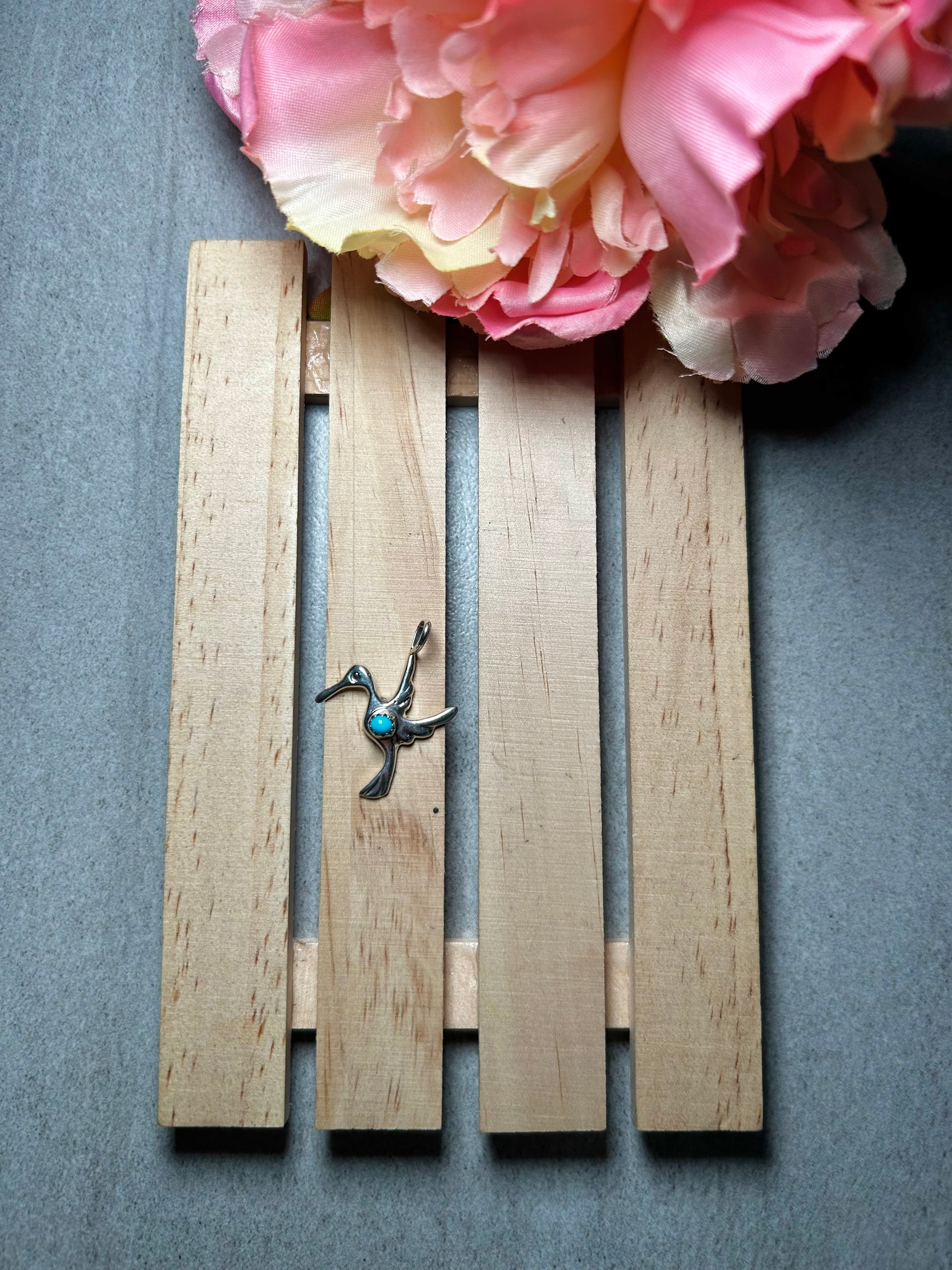 Navajo Made Kingman Turquoise & Sterling Silver Pendant