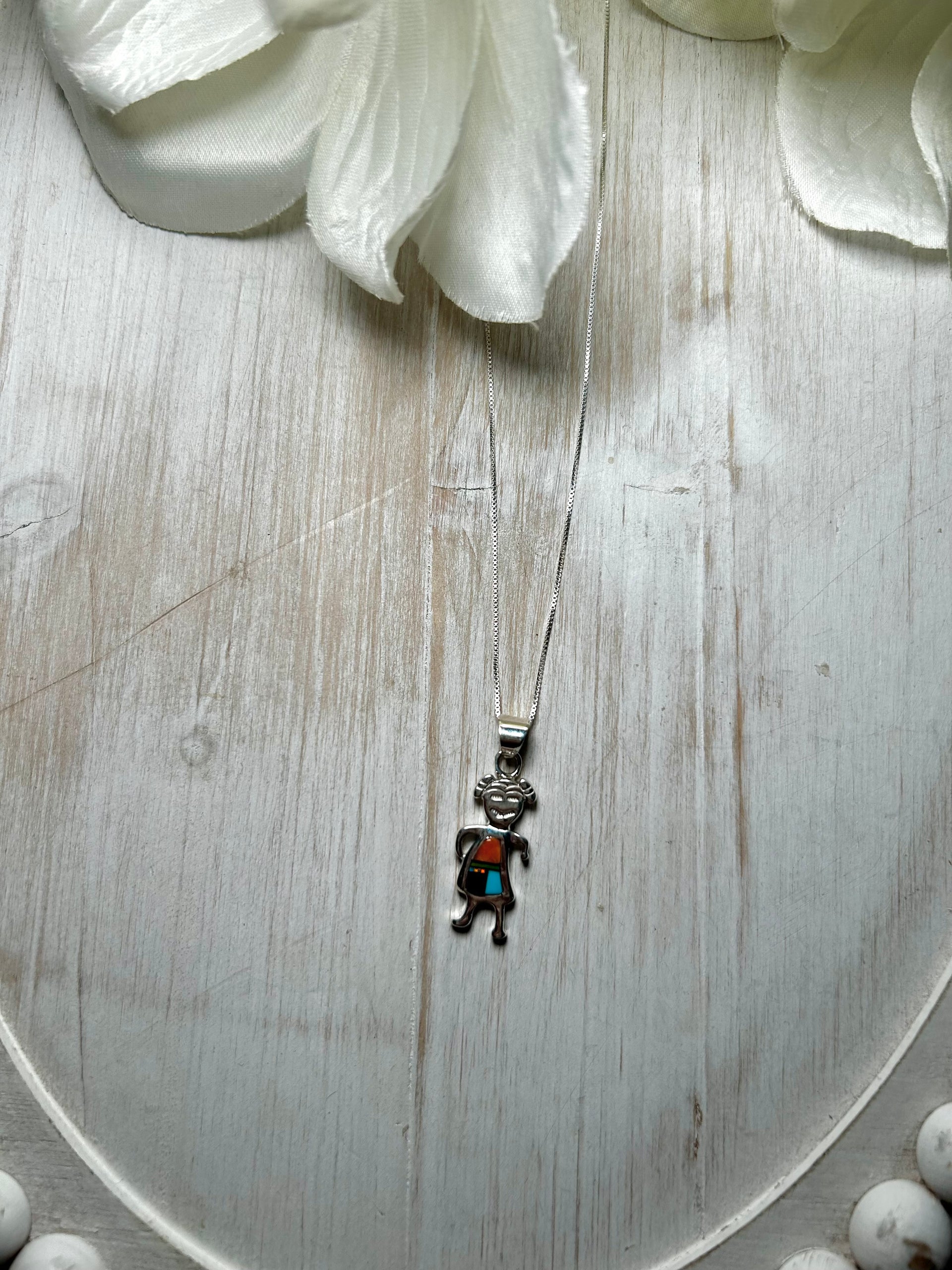 Navajo Made Multi Stone & Sterling Silver Necklace