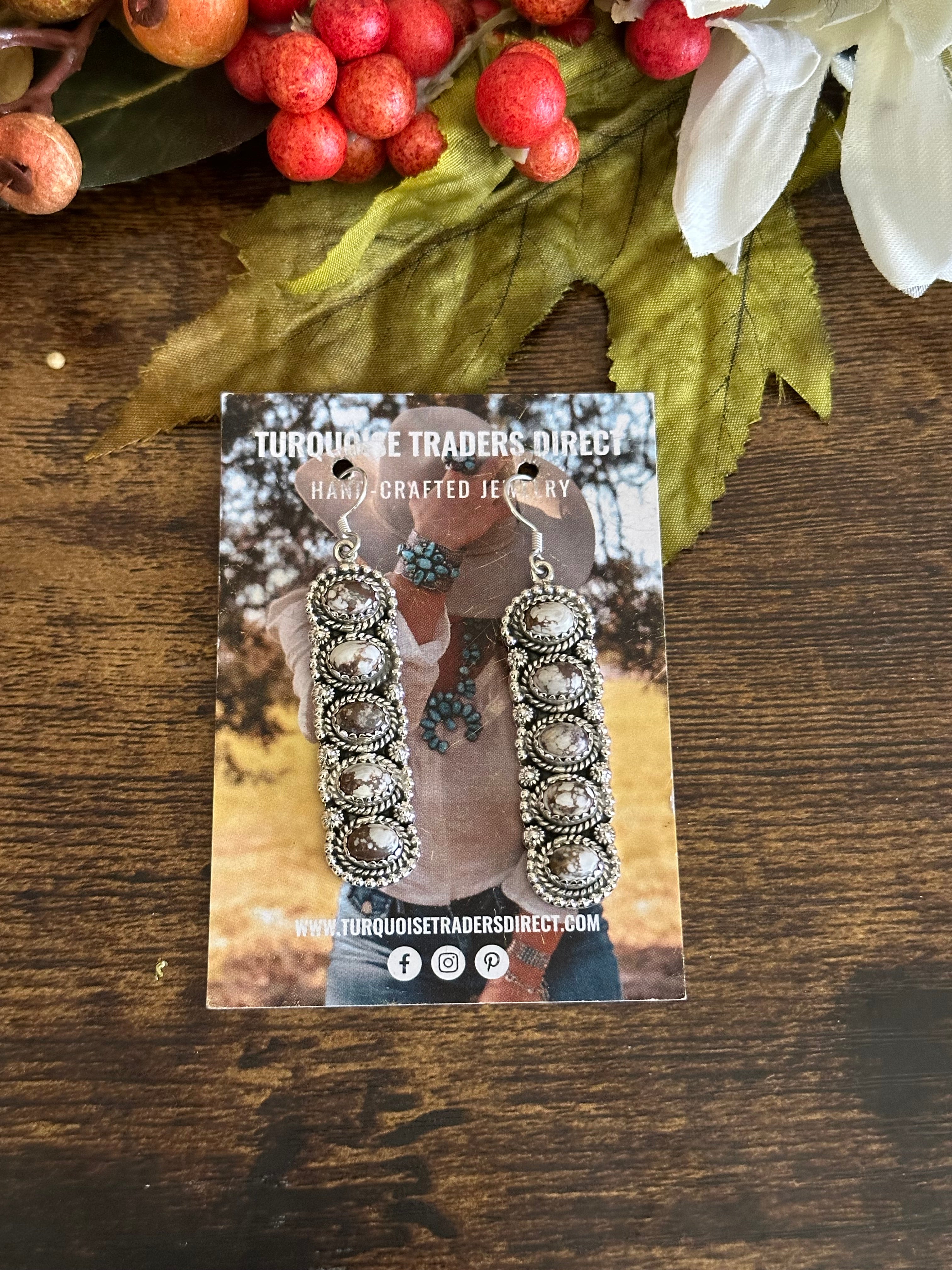 Southwest Handmade Wild Horse & Sterling Silver Dangle Earrings