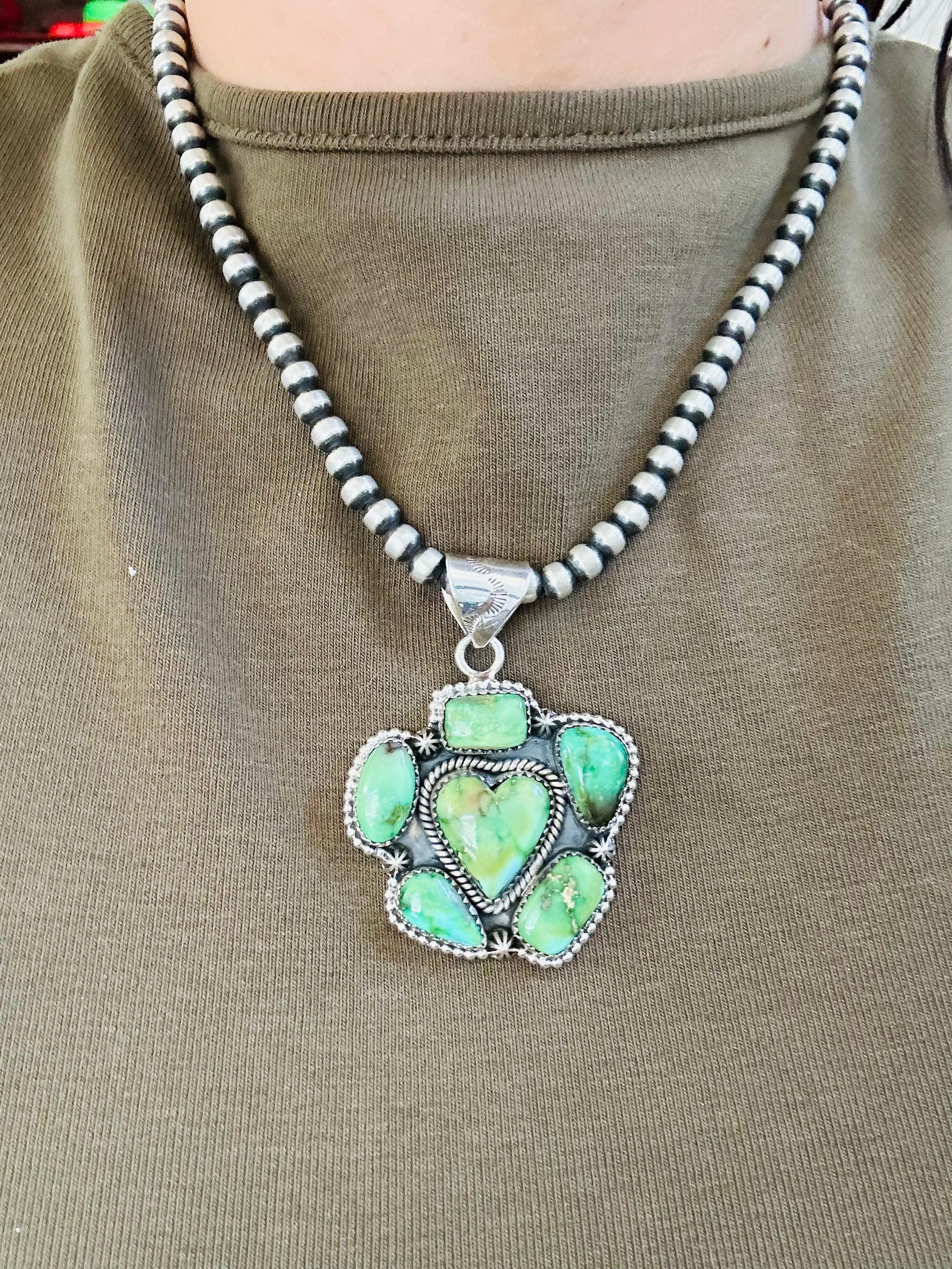 Southwest Handmade Sonoran Mountain Turquoise & Sterling Silver Pendant