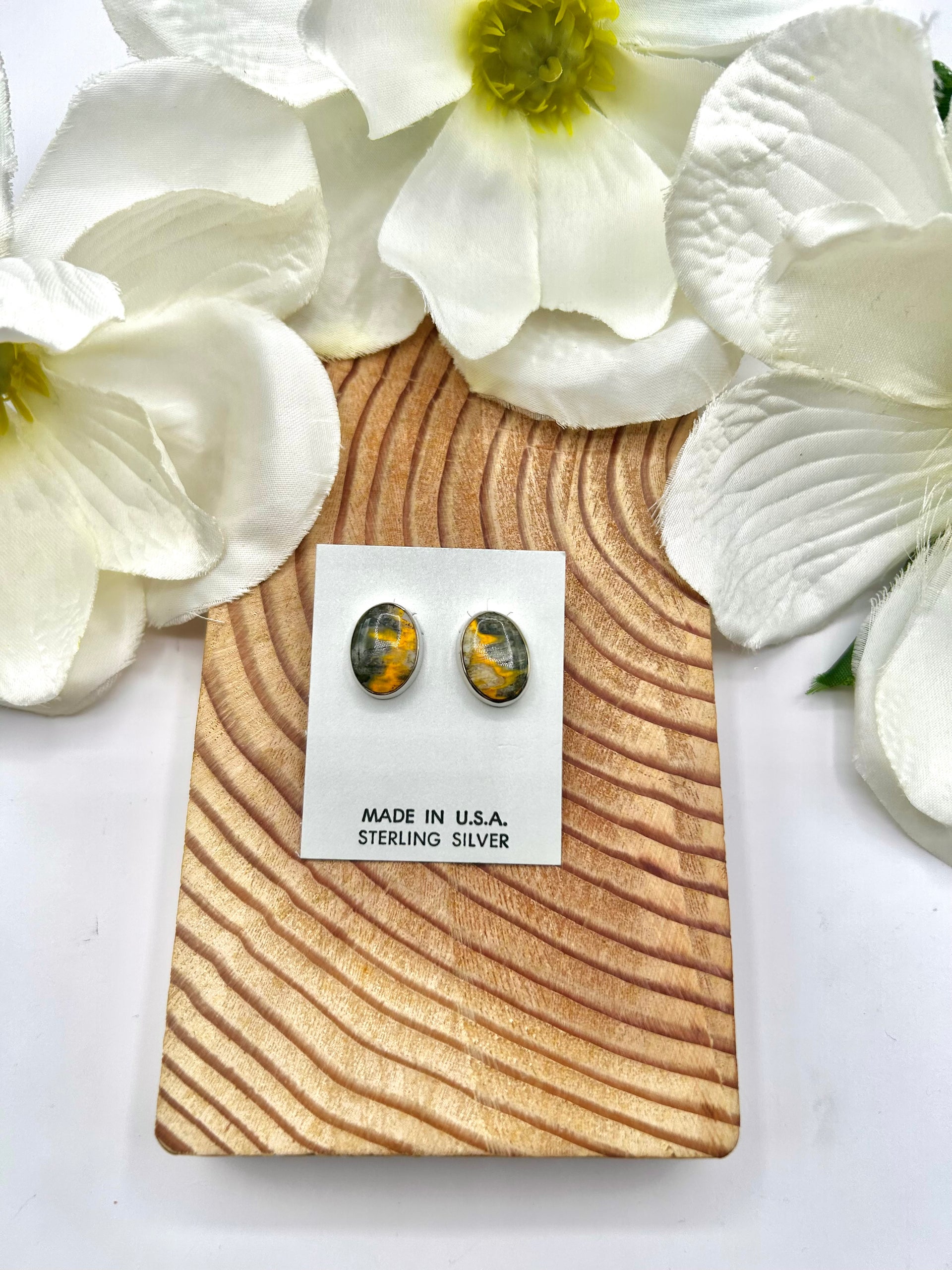 Navajo Made BB Agate & Sterling Silver Post  Earrings