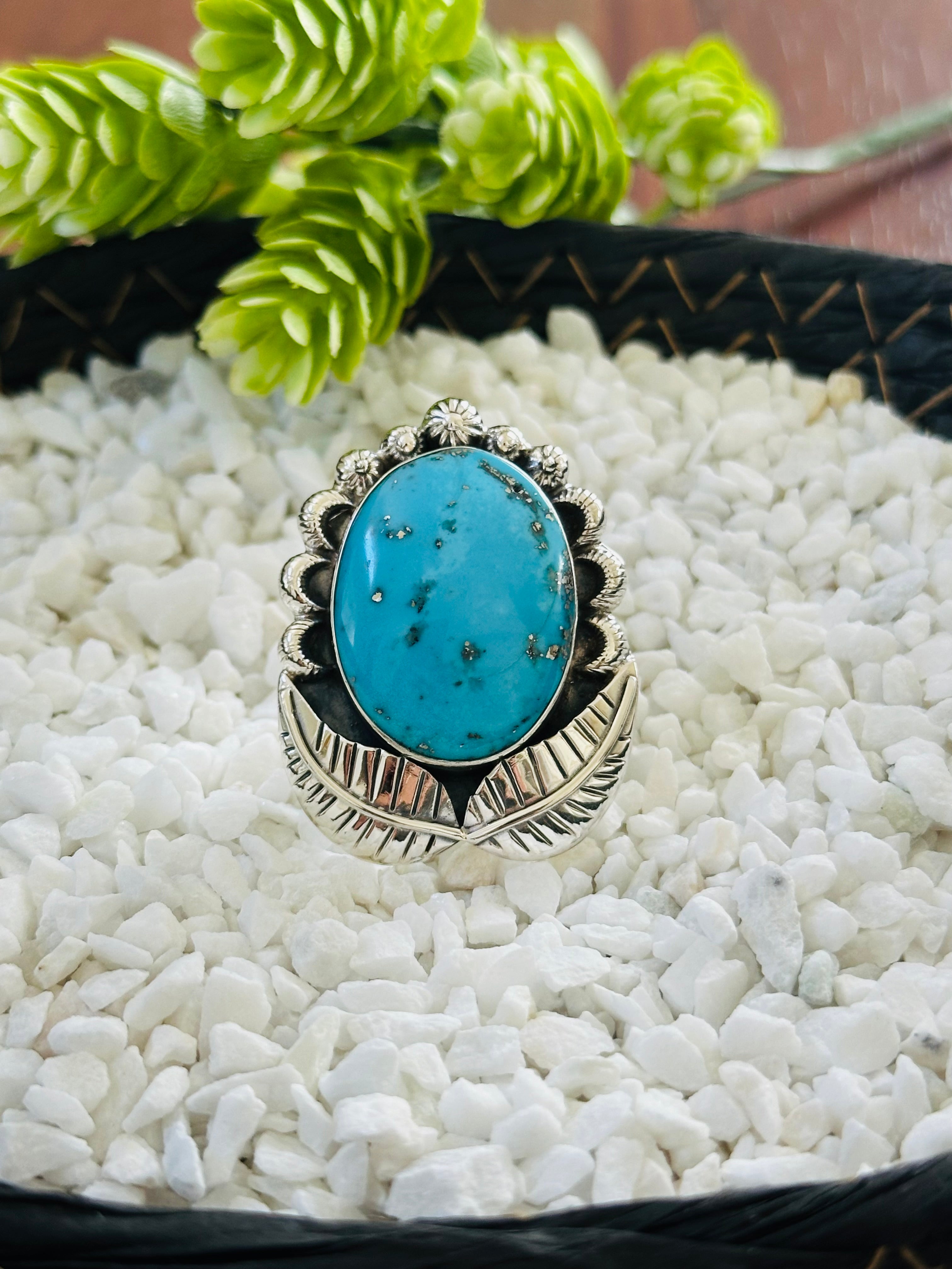 TTD “Retro” Kingman Turquoise & Sterling Silver Adjustable Ring