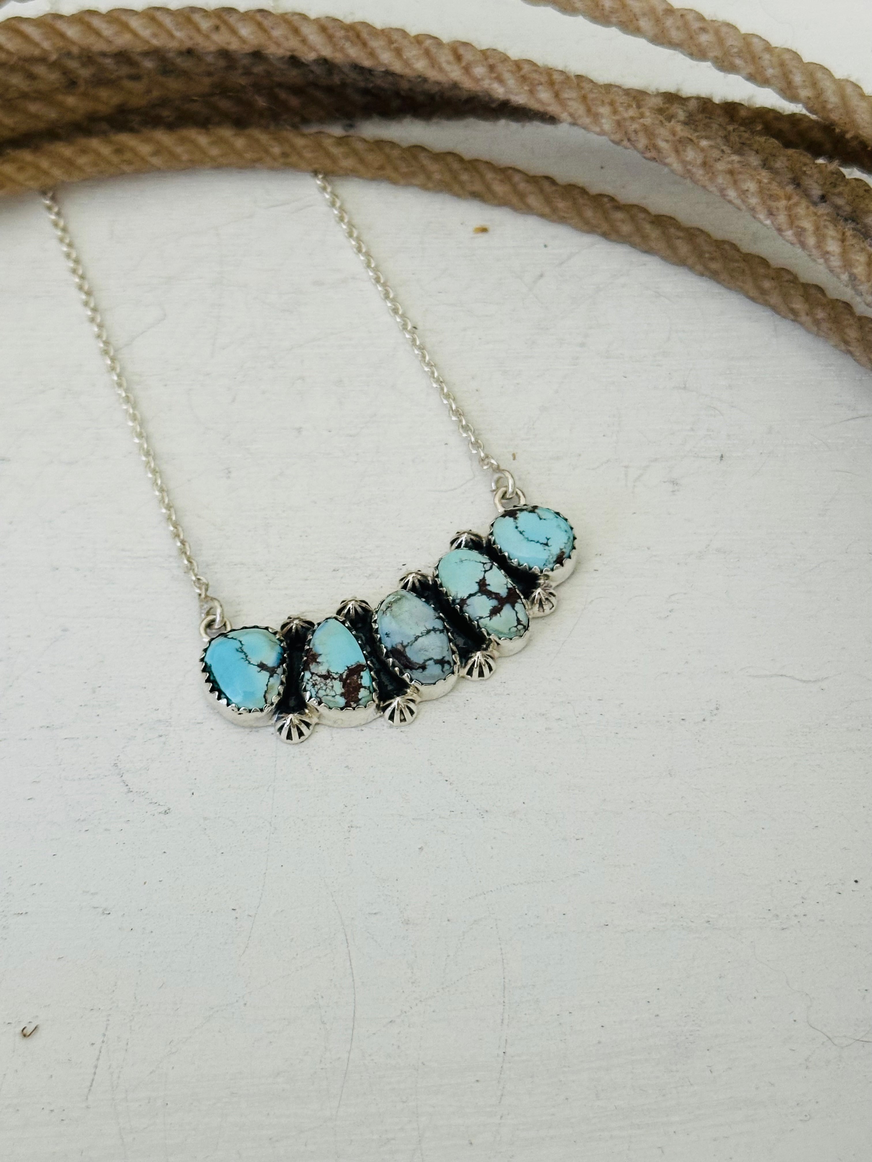 Southwest Handmade Golden Hills Turquoise & Sterling Silver Necklace