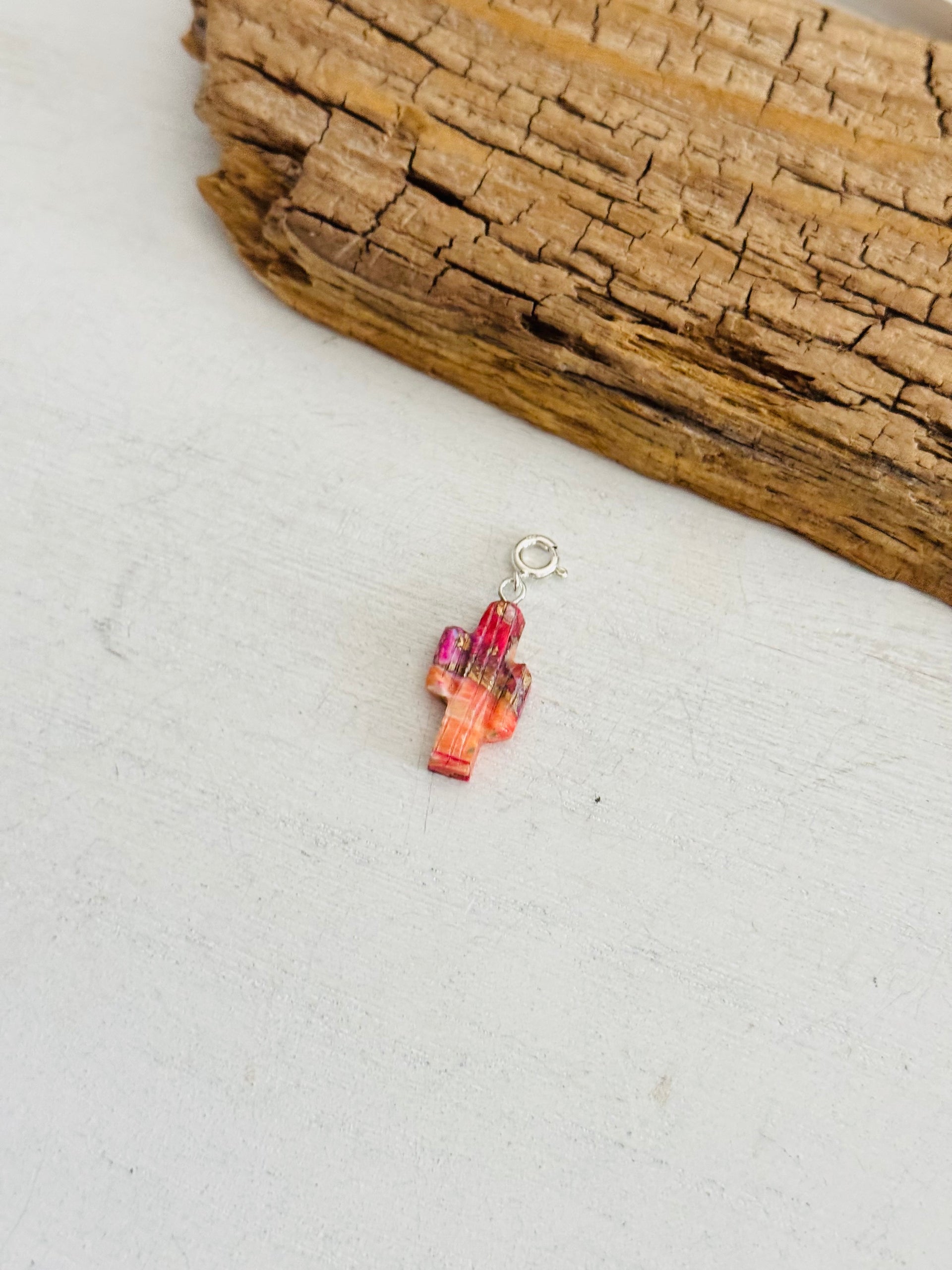 Navajo Made Mohave Turquoise & Sterling Silver Saguaro Charms