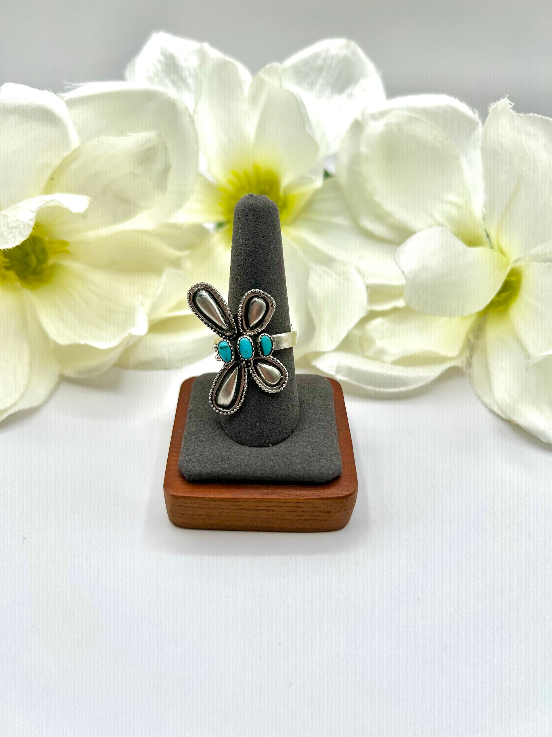 Lorenzo James Kingman Turquoise & Sterling Silver Adjustable Ring