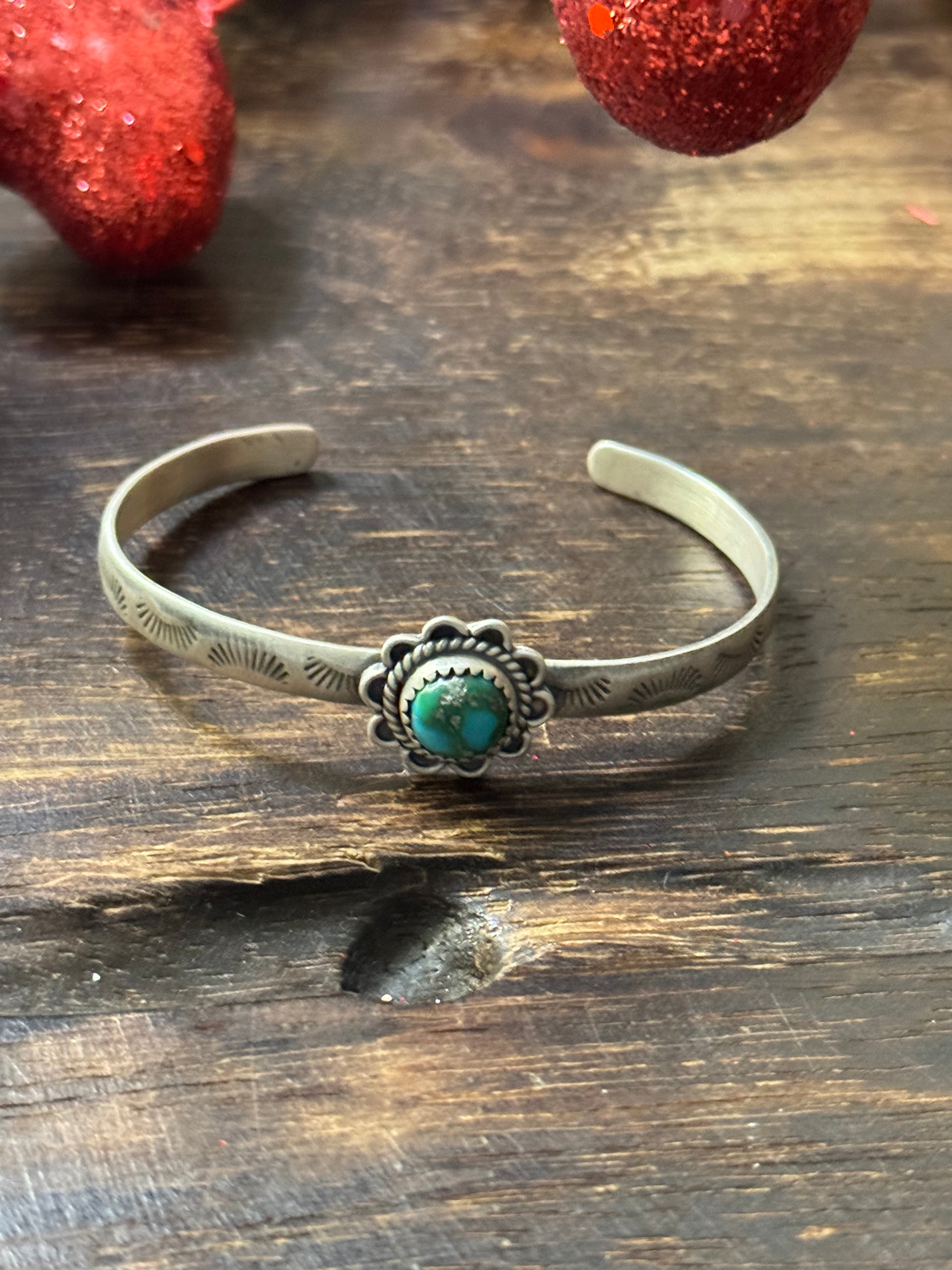 Southwest Sonoran Mountain Turquoise & Sterling Silver Cuff Bracelet
