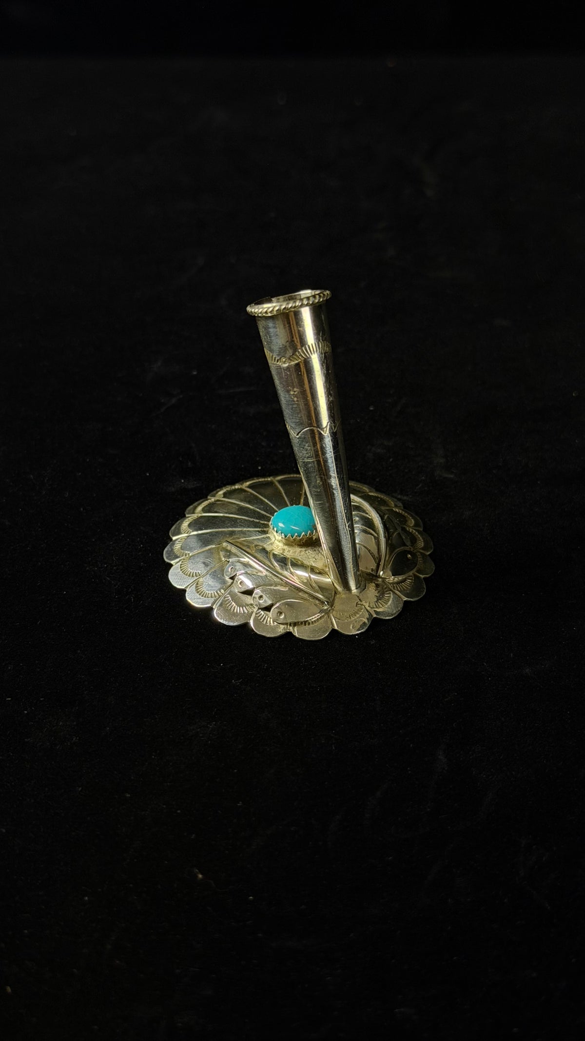 Jeffery Castillo Kingman Turquoise & Sterling Silver Pen Holder