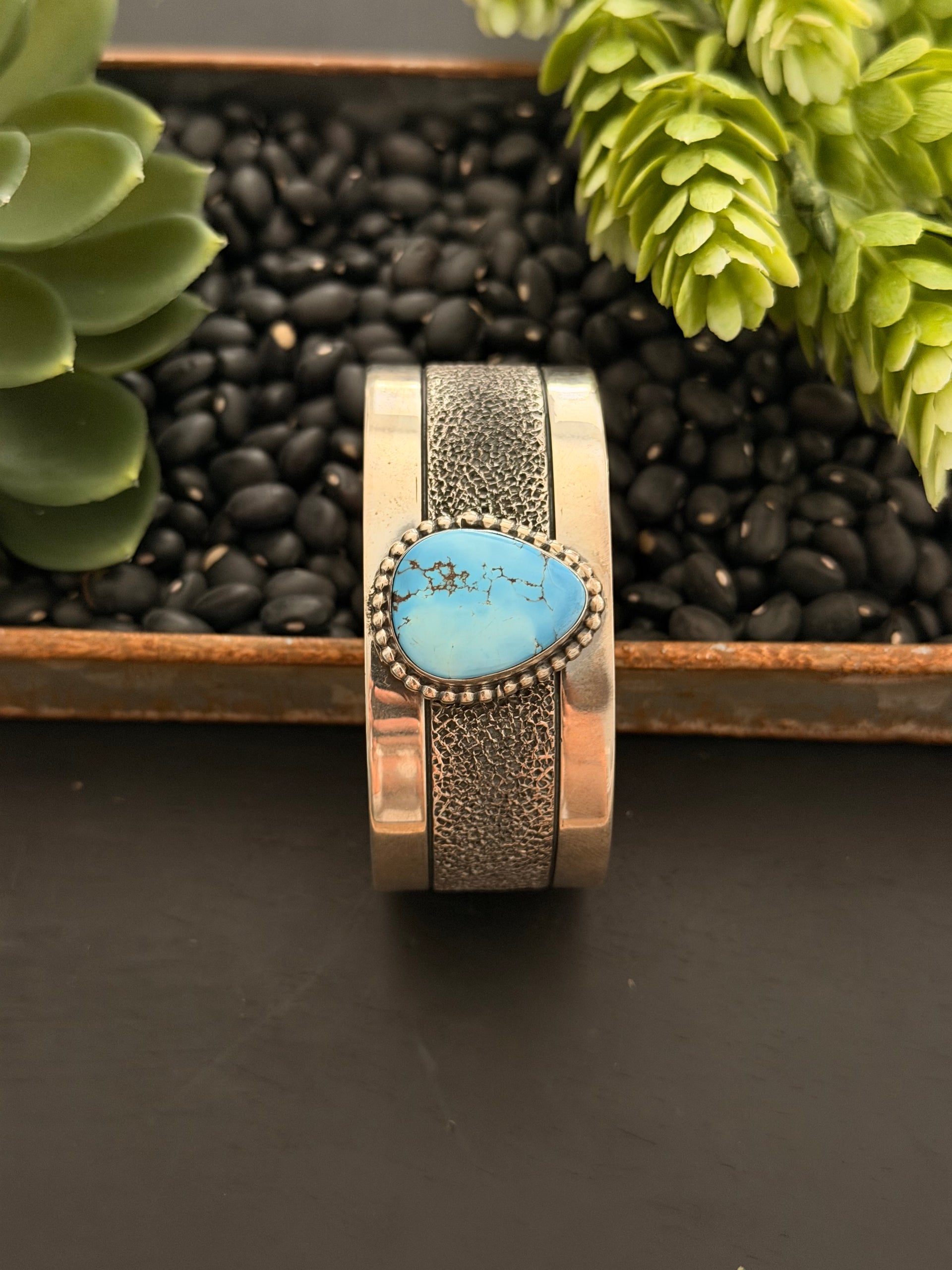 David Benally Golden Hills Turquoise & Sterling Silver Cuff Bracelet