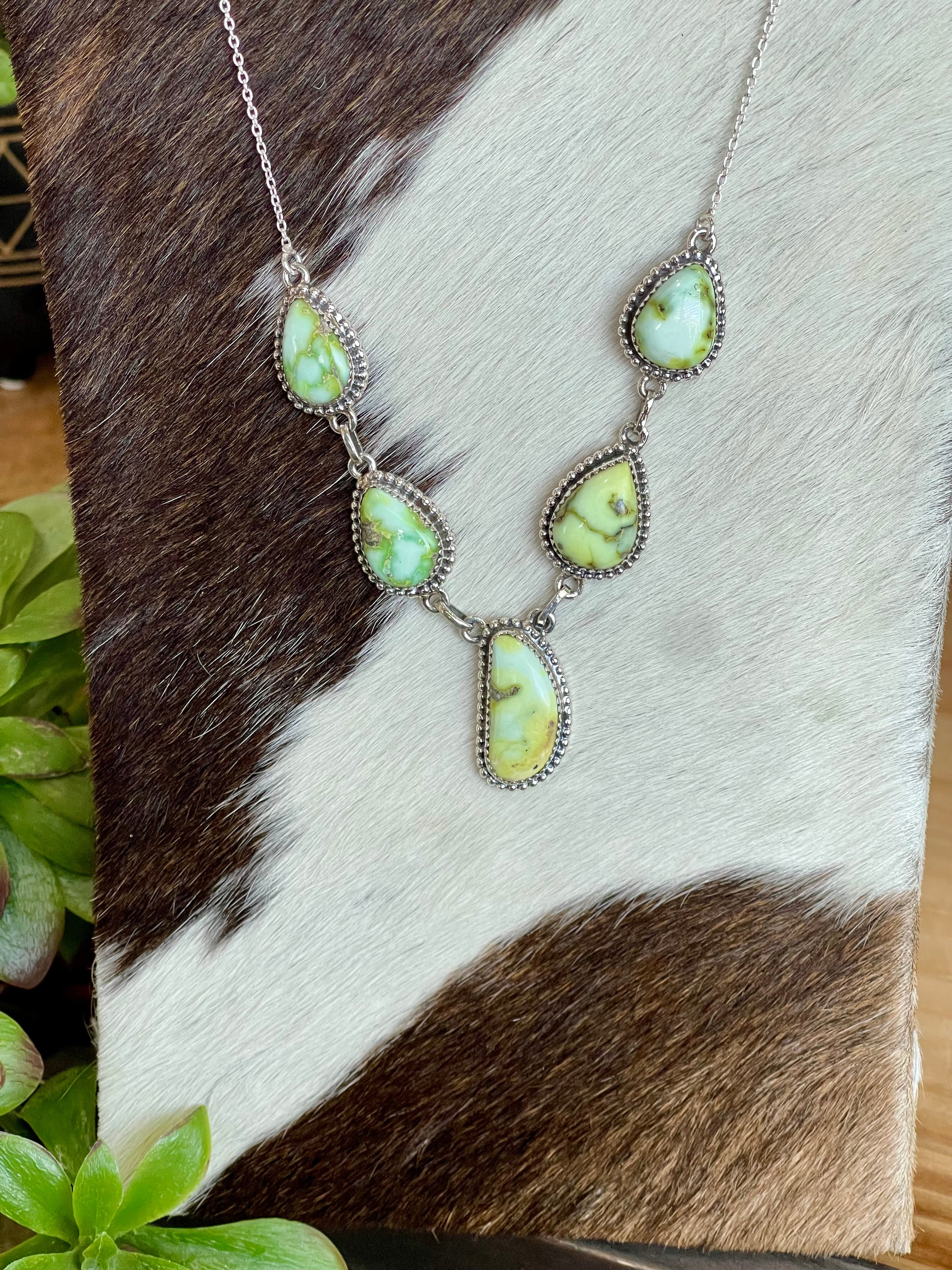 Southwest Palomino Variscite & Sterling Silver Necklace