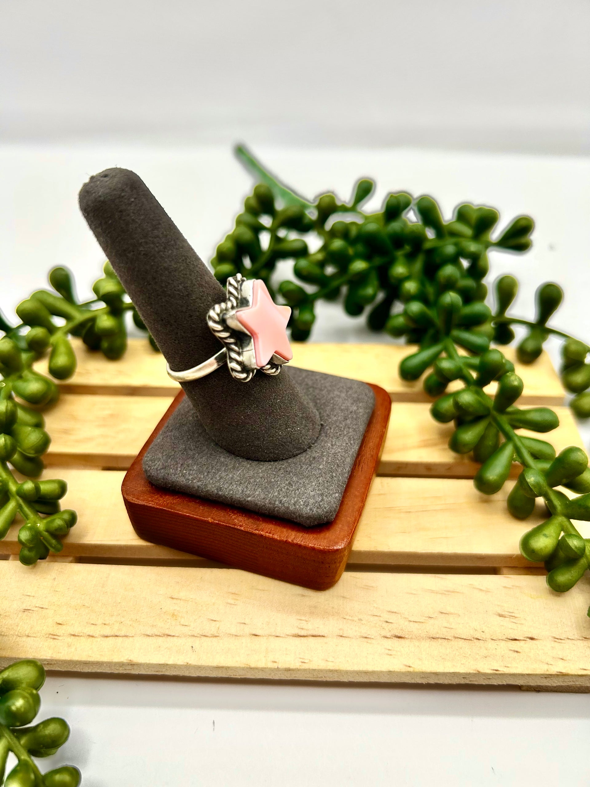 Johnny Dixon Pink Conch & Sterling Silver Adjustable Ring