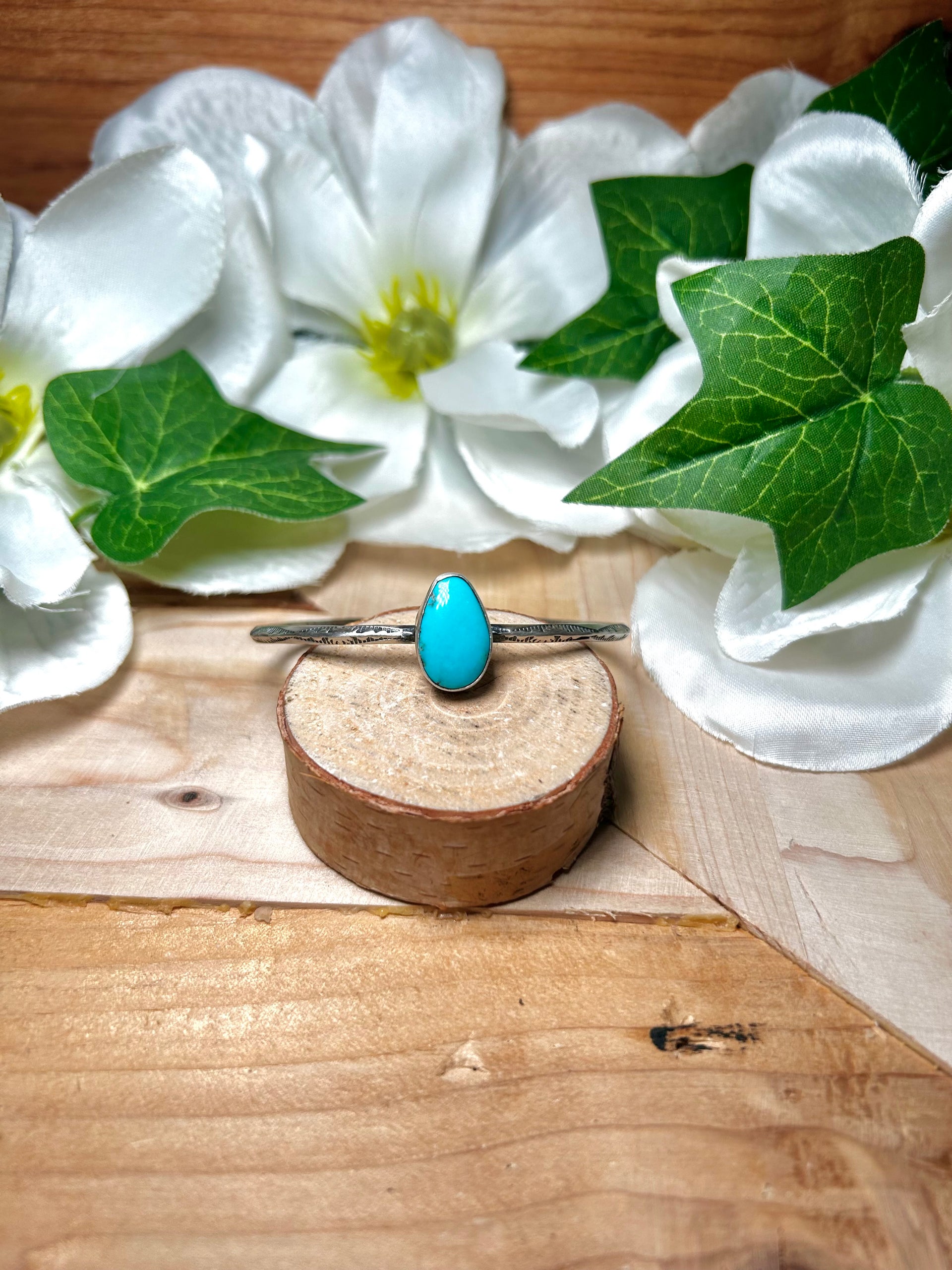 Navajo Made Kingman Turquoise & Sterling Silver Cuff Bracelet