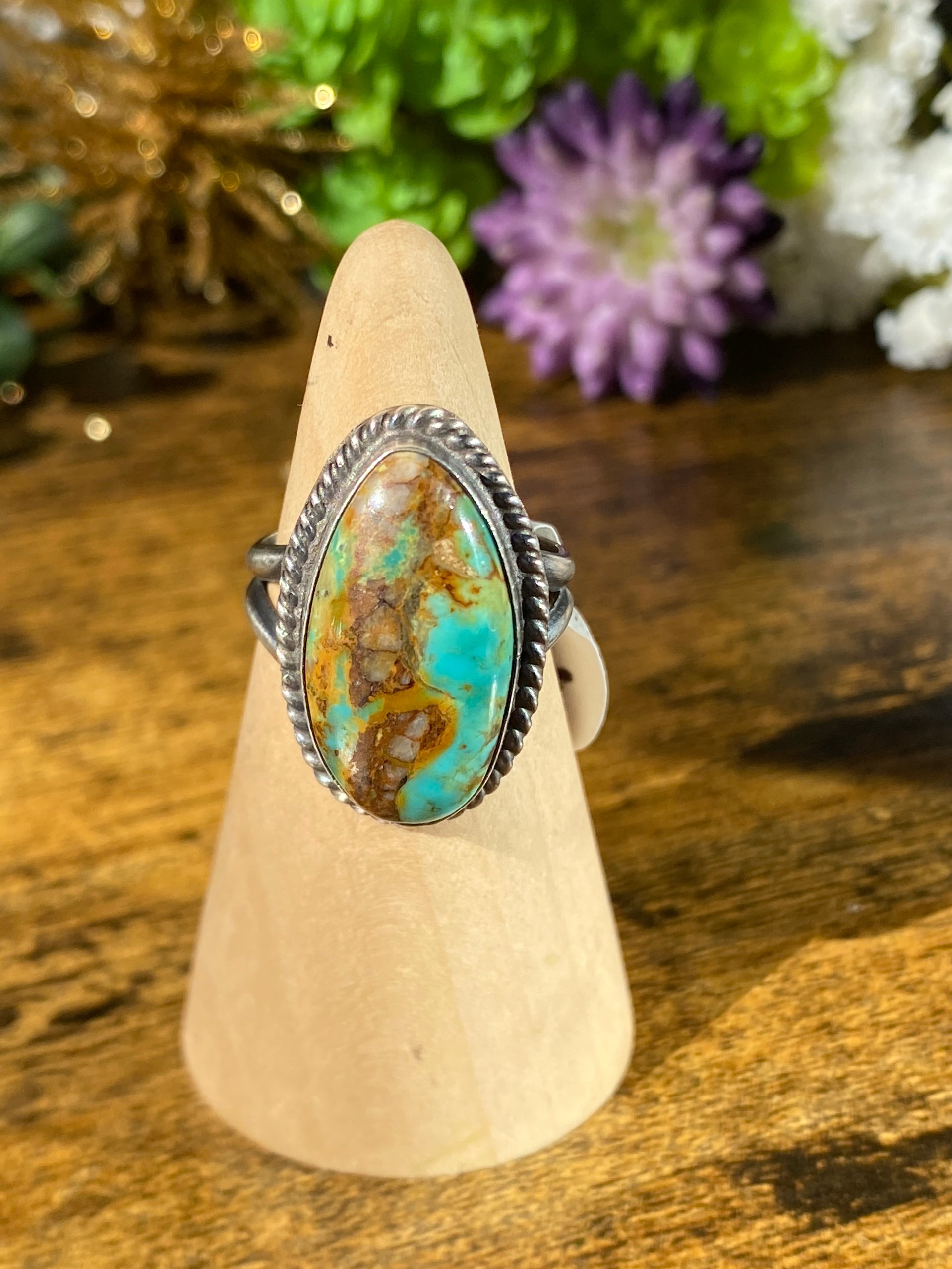 Navajo Handmade Royston Turquoise & Sterling Silver Ring Size 7