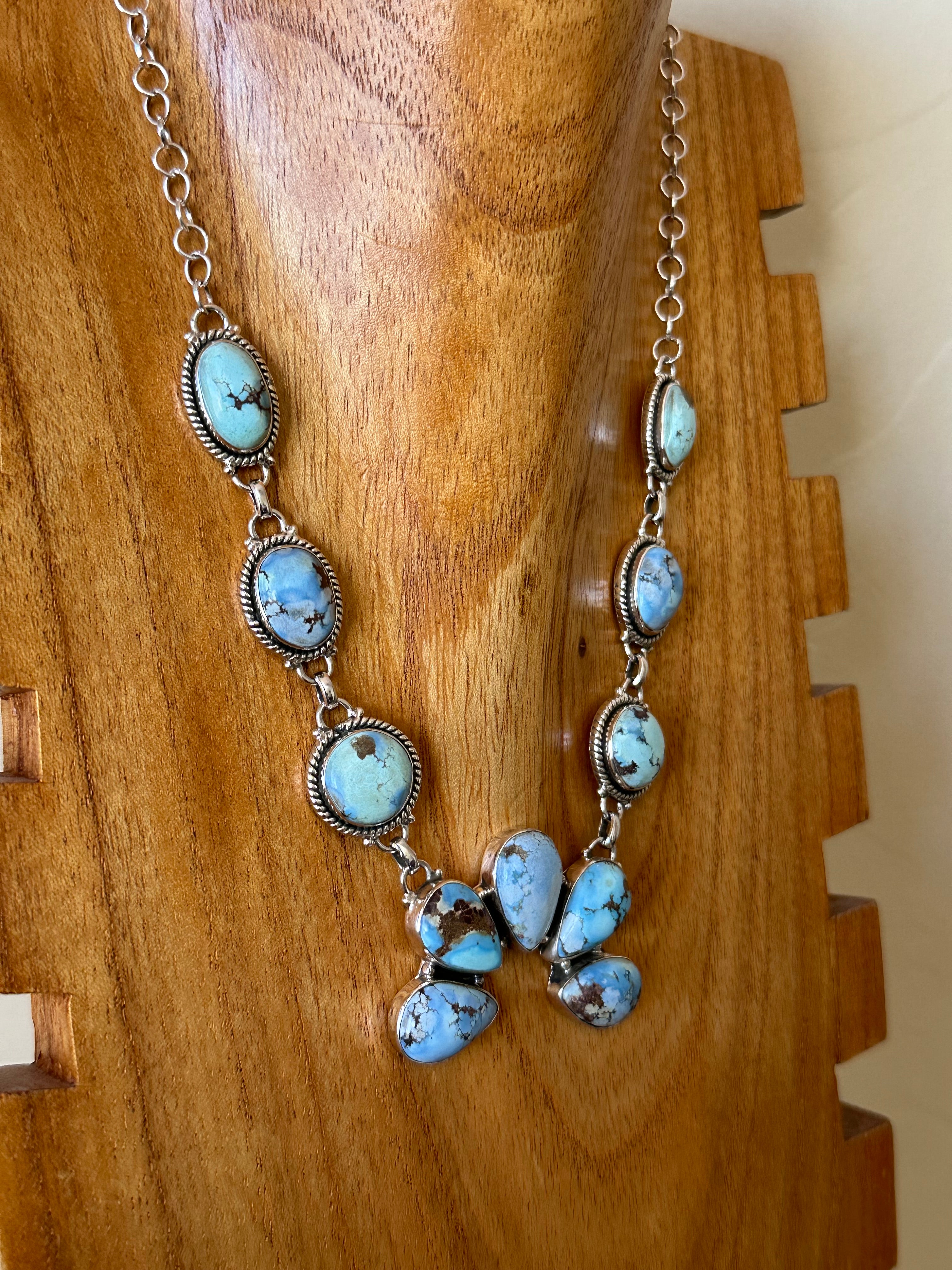 Southwest Handmade Golden Hills Turquoise & Sterling Silver Necklace