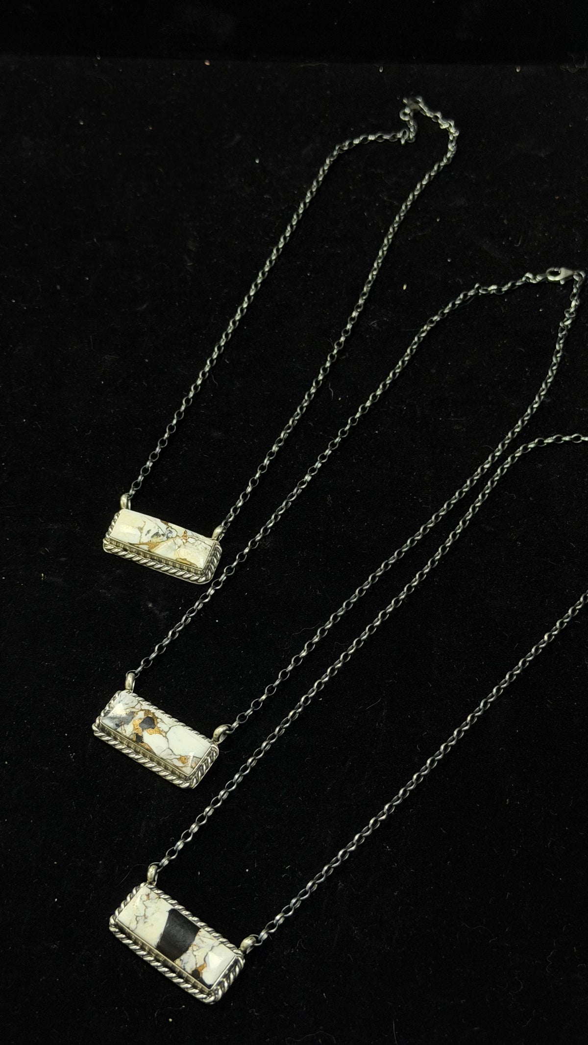 Augustine Largo White Buffalo Composite & Sterling Silver Bar Necklace