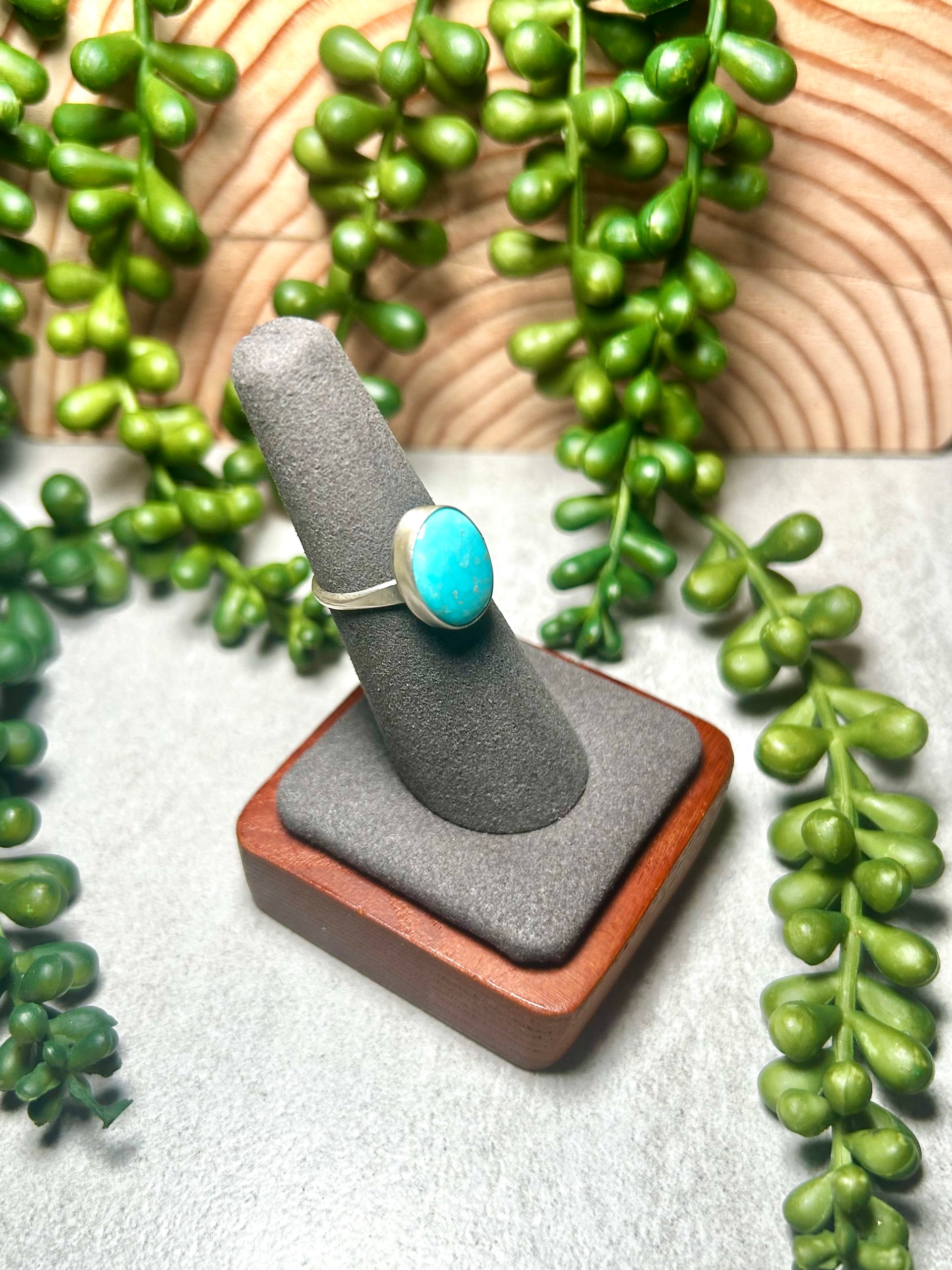 Navajo Made Kingman Turquoise & Sterling Silver Ring Size 6