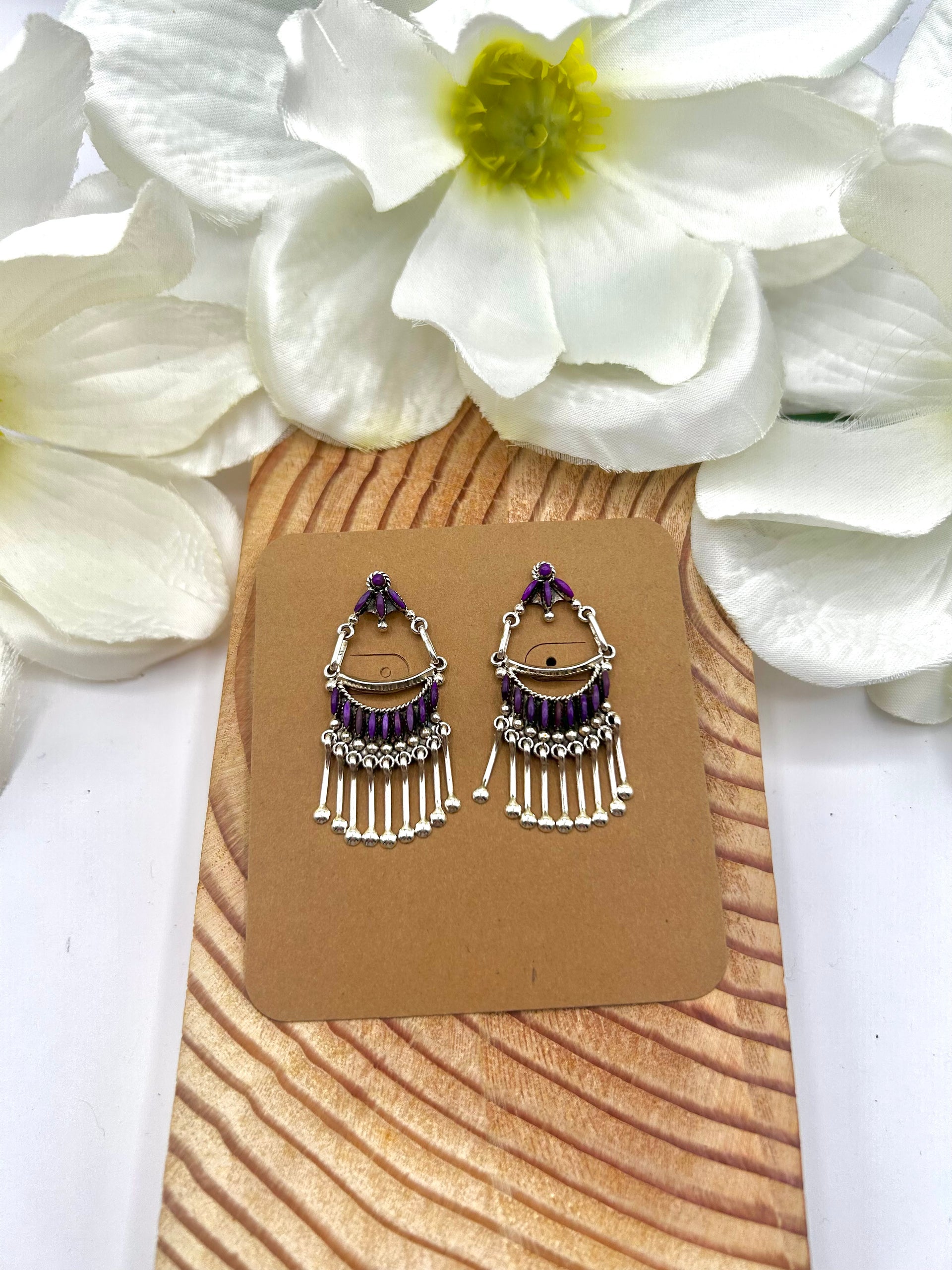 Zuni Made Sugilite & Sterling Silver Post  Earrings