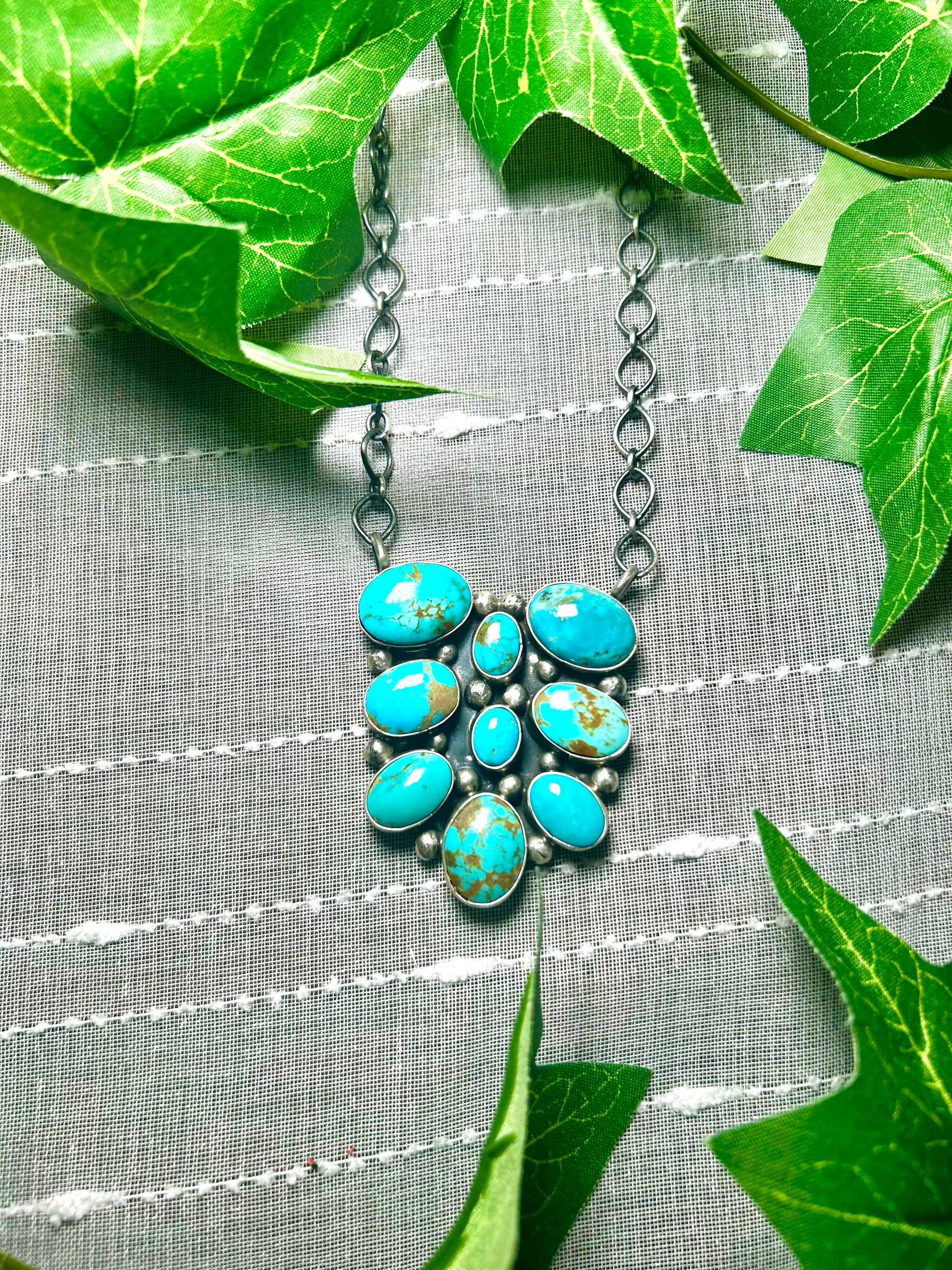 Sheila Becenti Kingman Turquoise & Sterling Silver Necklace