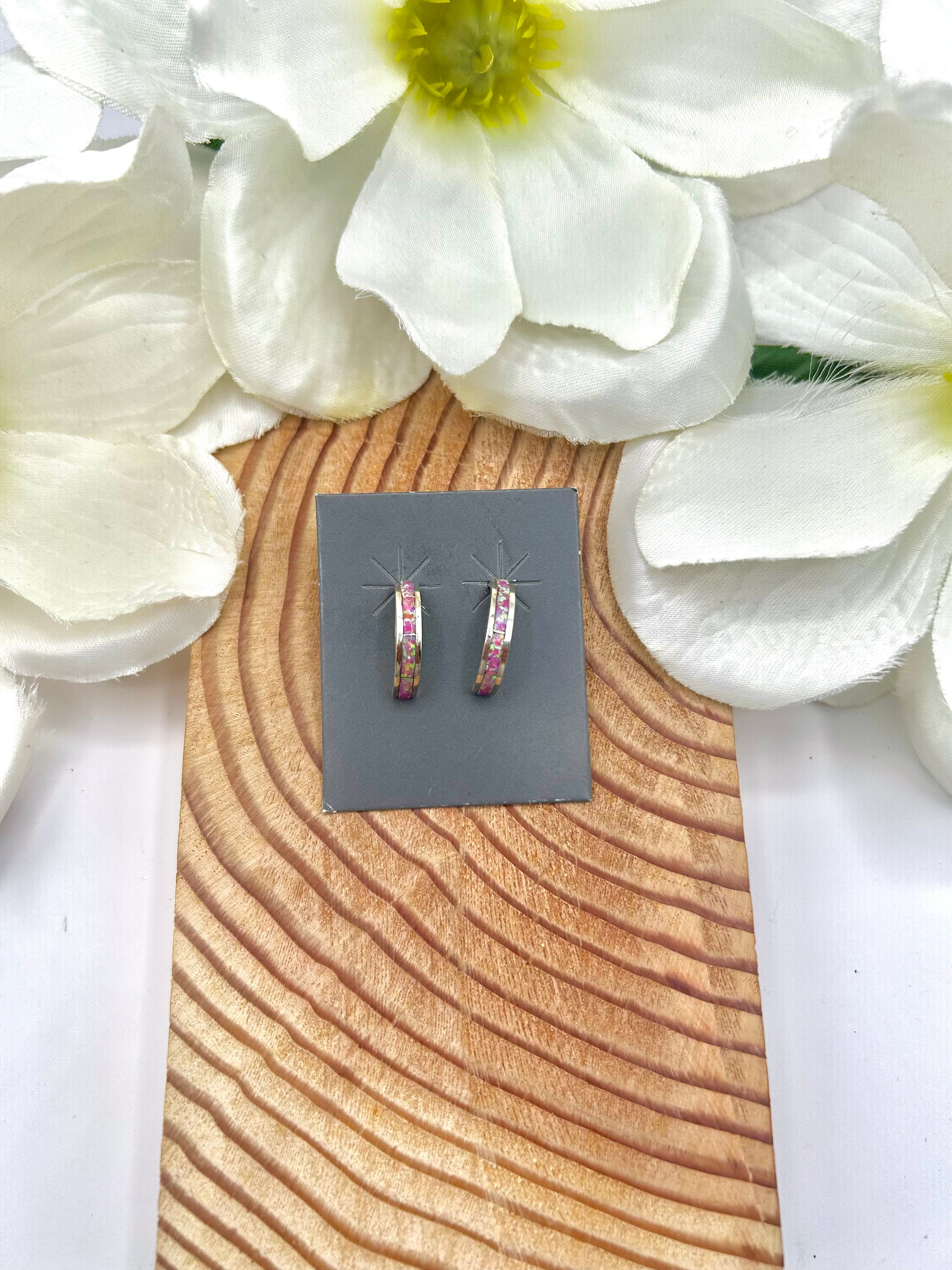 Navajo Made Opal & Sterling Silver Post  Earrings