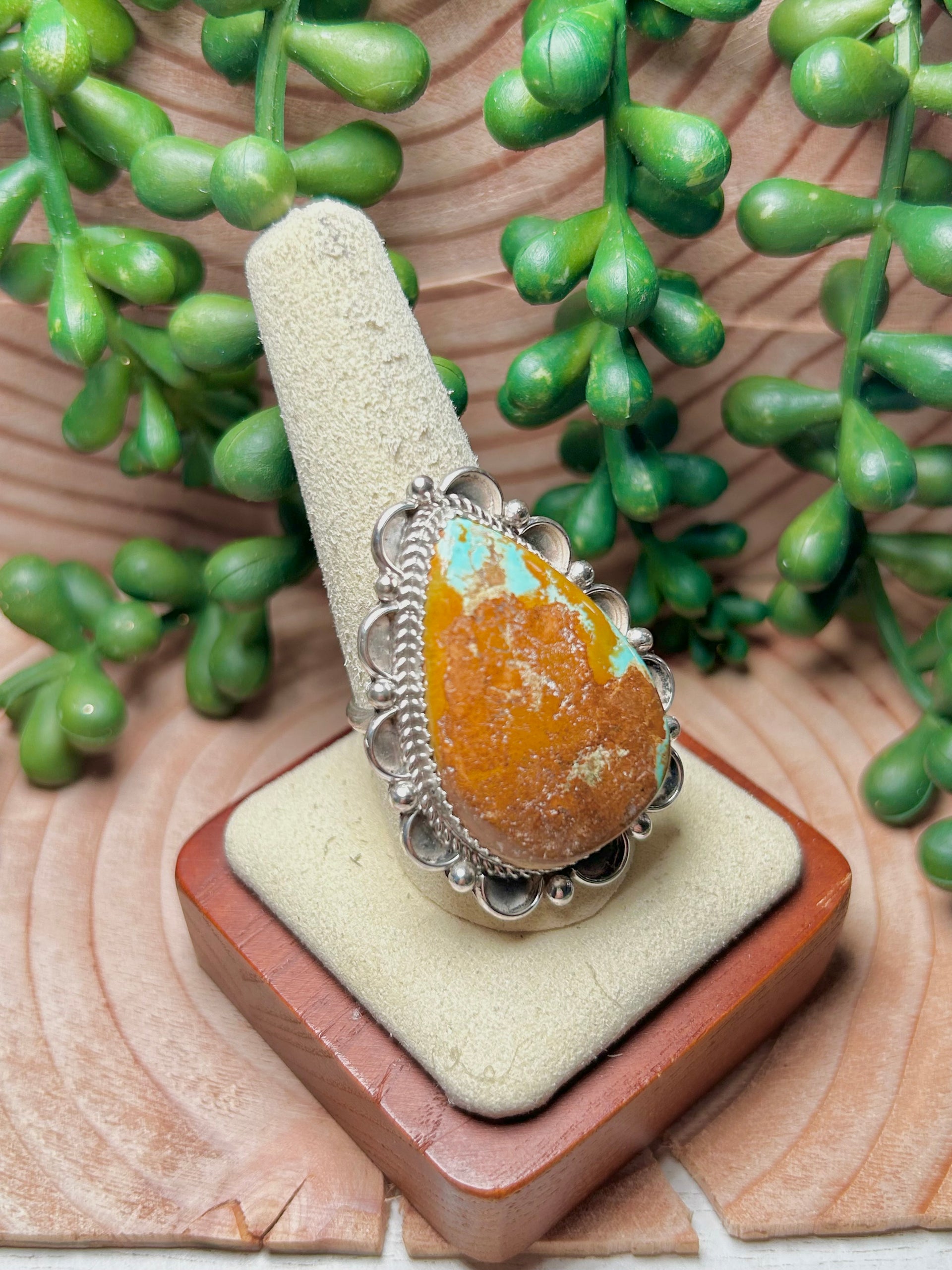 Navajo Made Evans Turquoise & Sterling Sliver Ring Size 9.5