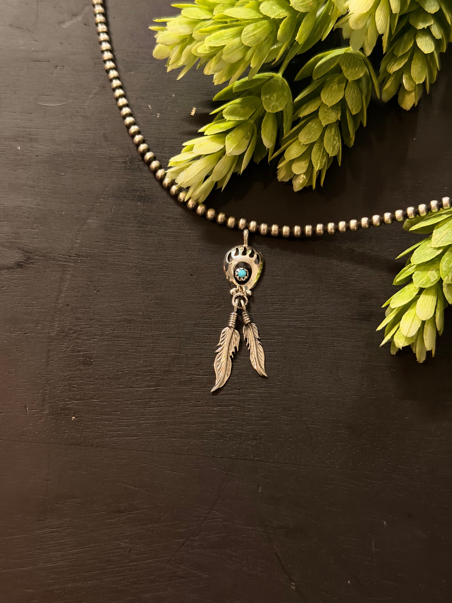 Navajo Made Sterling Silver Bear Claw Pendant