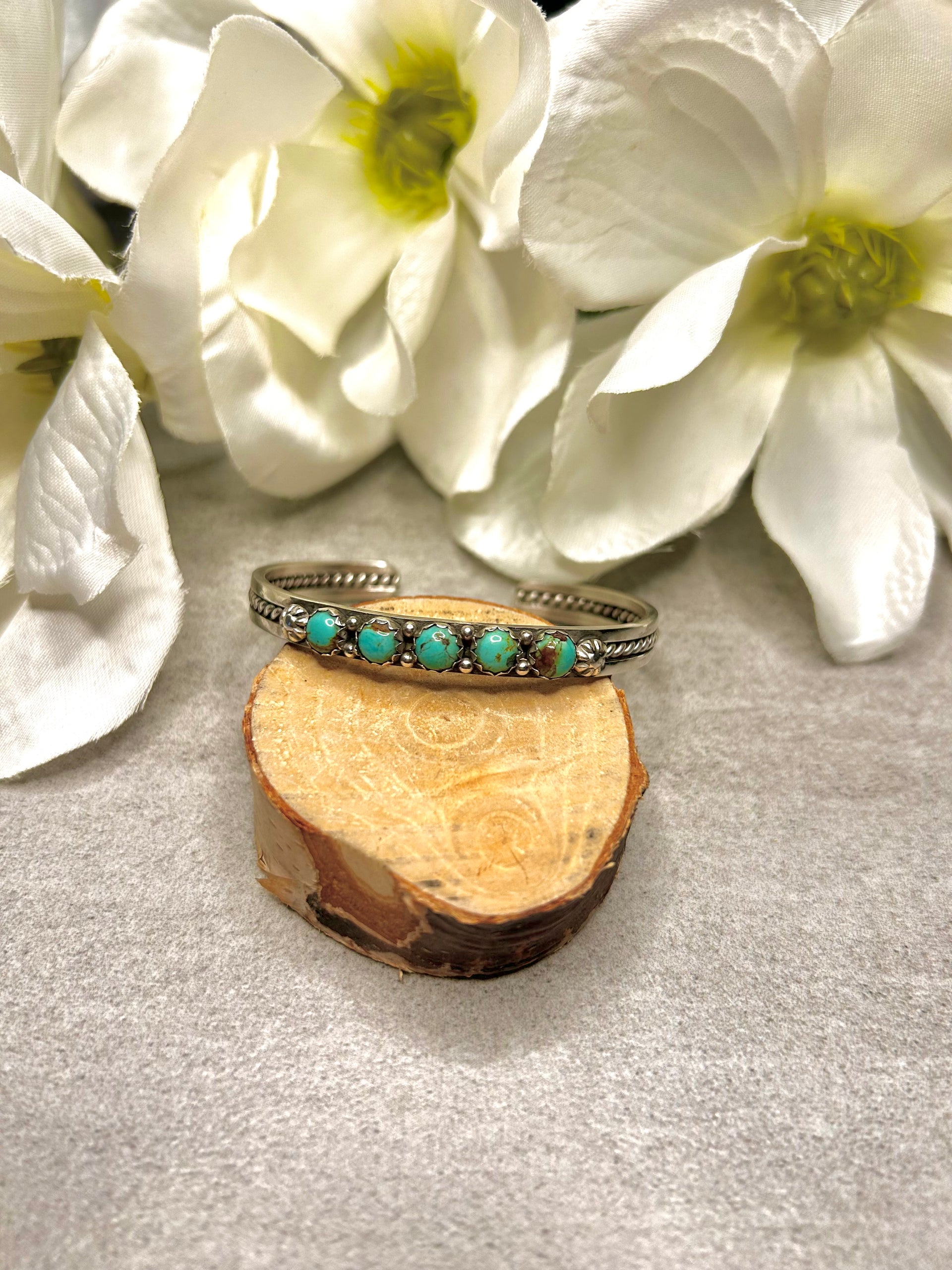 Navajo Made Kingman Turquoise & Sterling Silver Cuff Bracelet