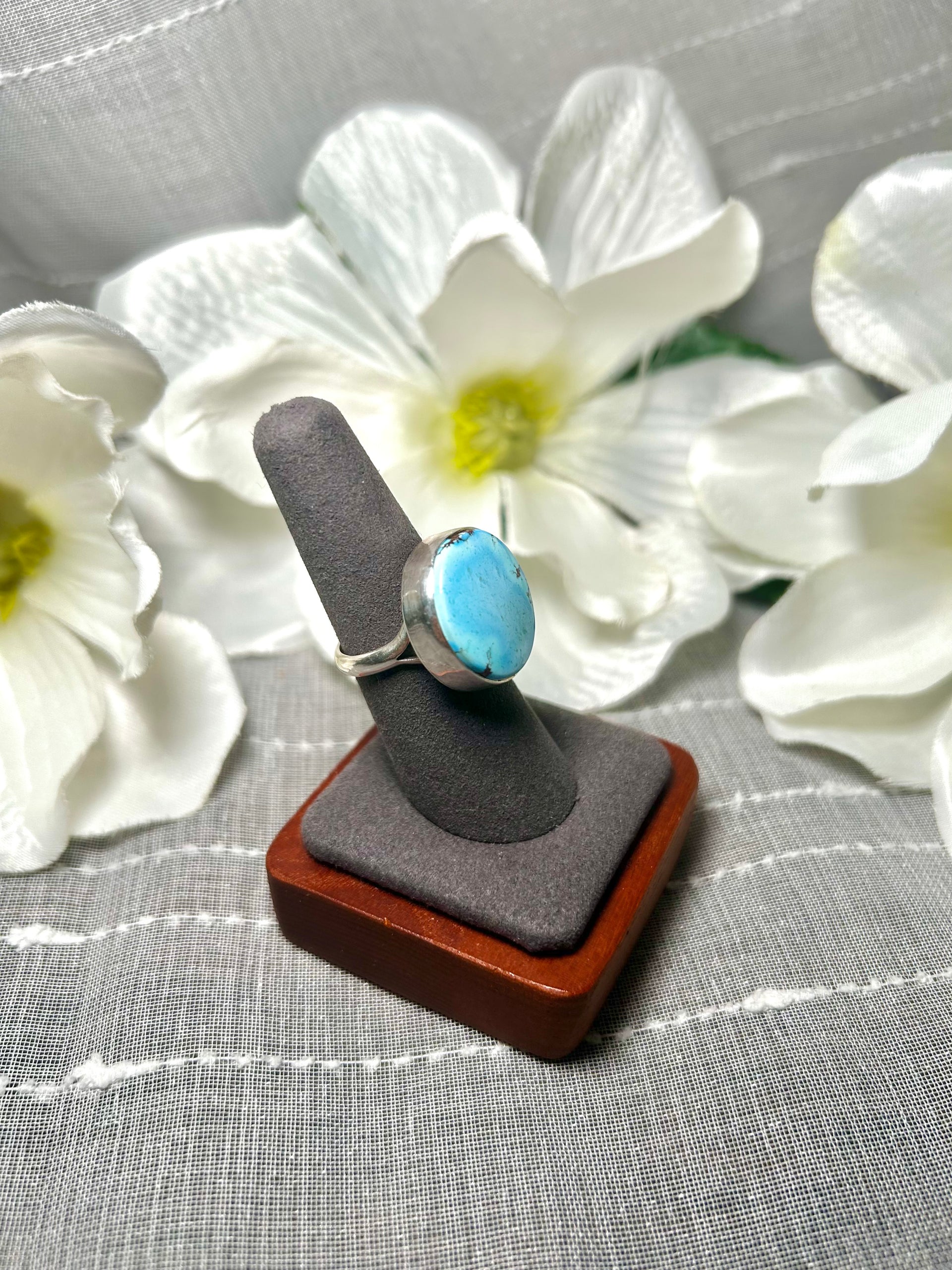 Carlos Francisco Golden Hill  Turquoise & Sterling Silver Ring Size 7