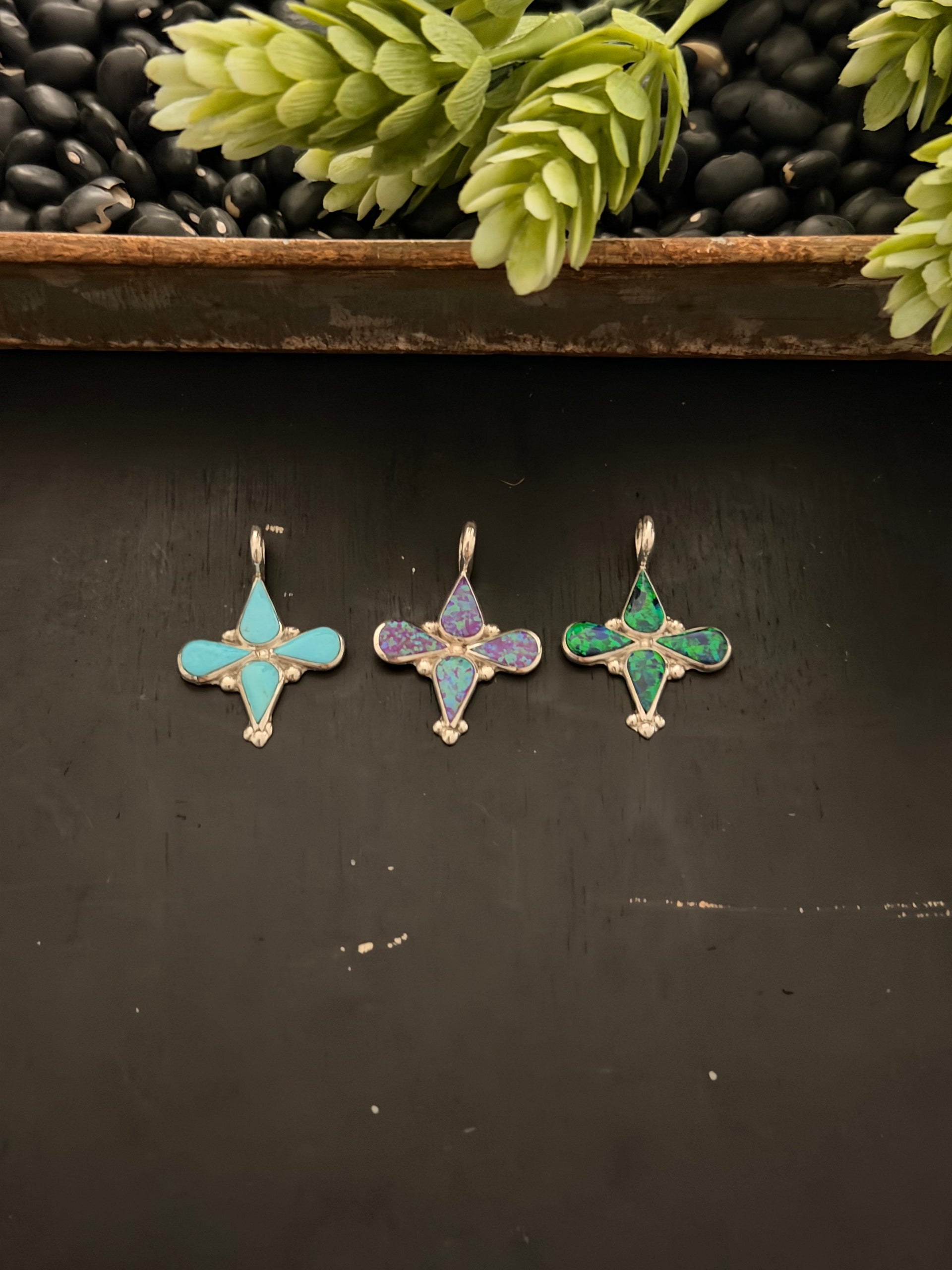 Zuni Made Opal (Man Made) & Sterling Silver Pendant