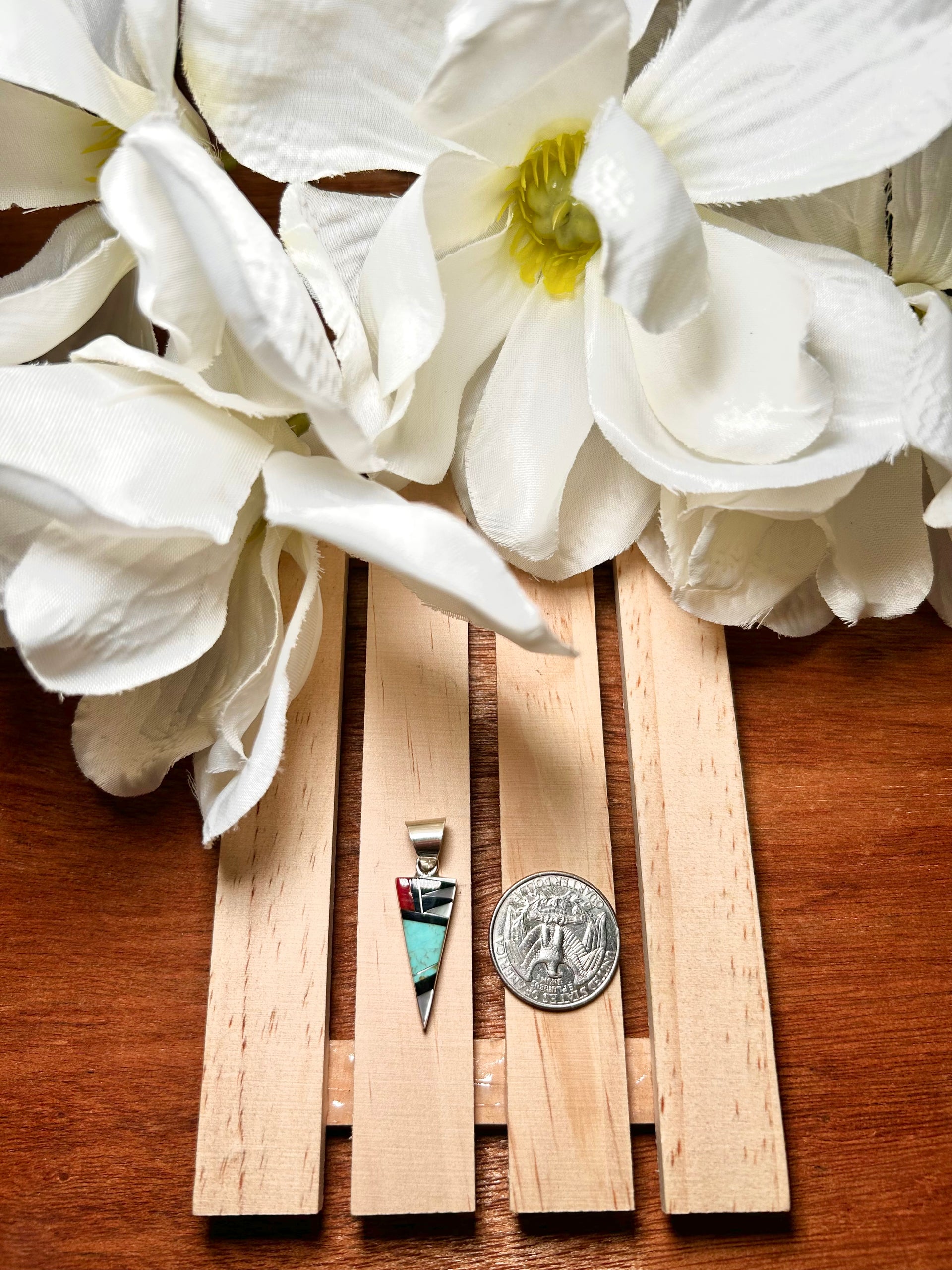 Zuni Made Multi Stone & Sterling Silver Pendant