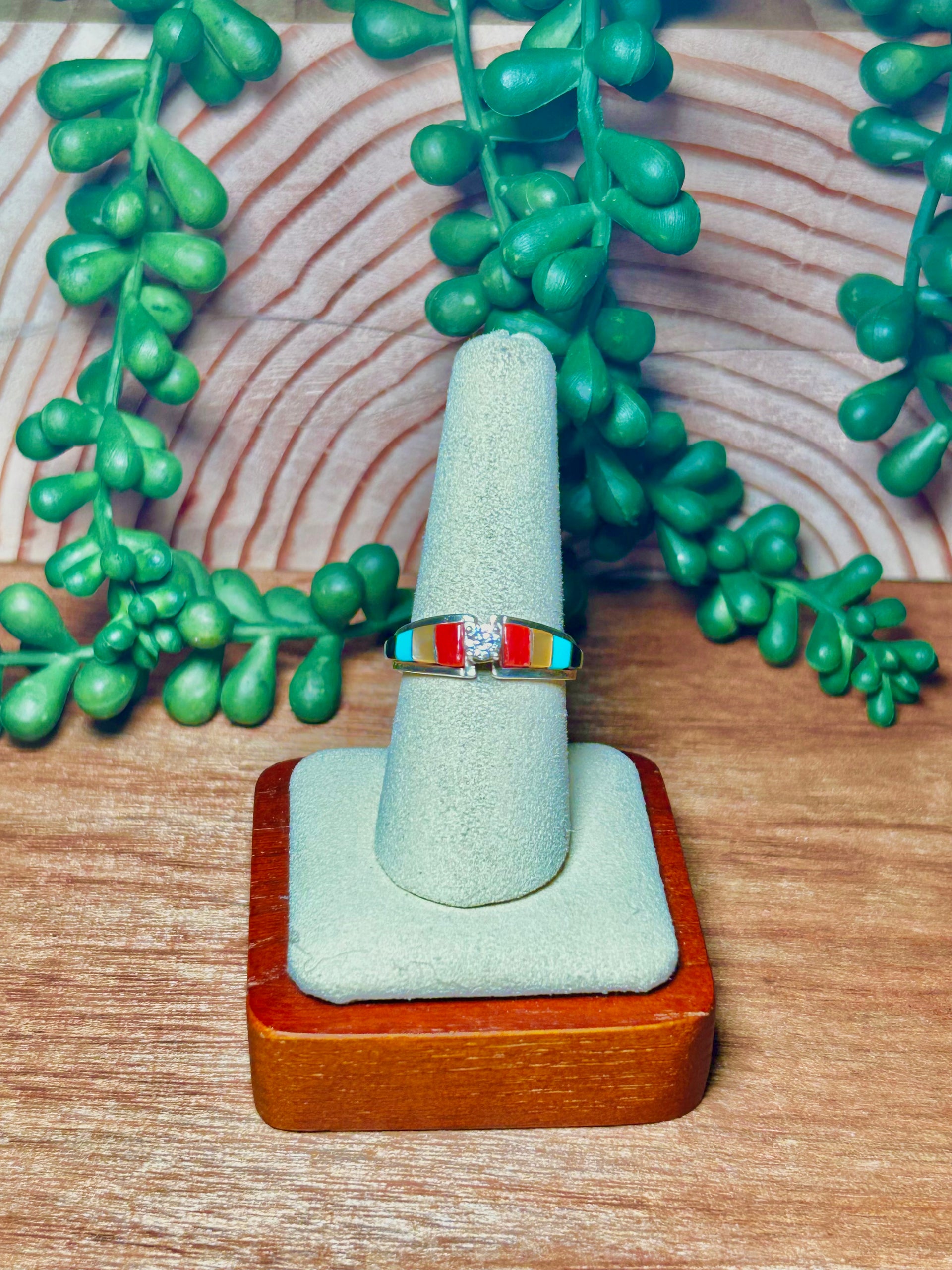 Zunni Made Multi Stone & Sterling Silver Cubic Circunia Ring Size 6