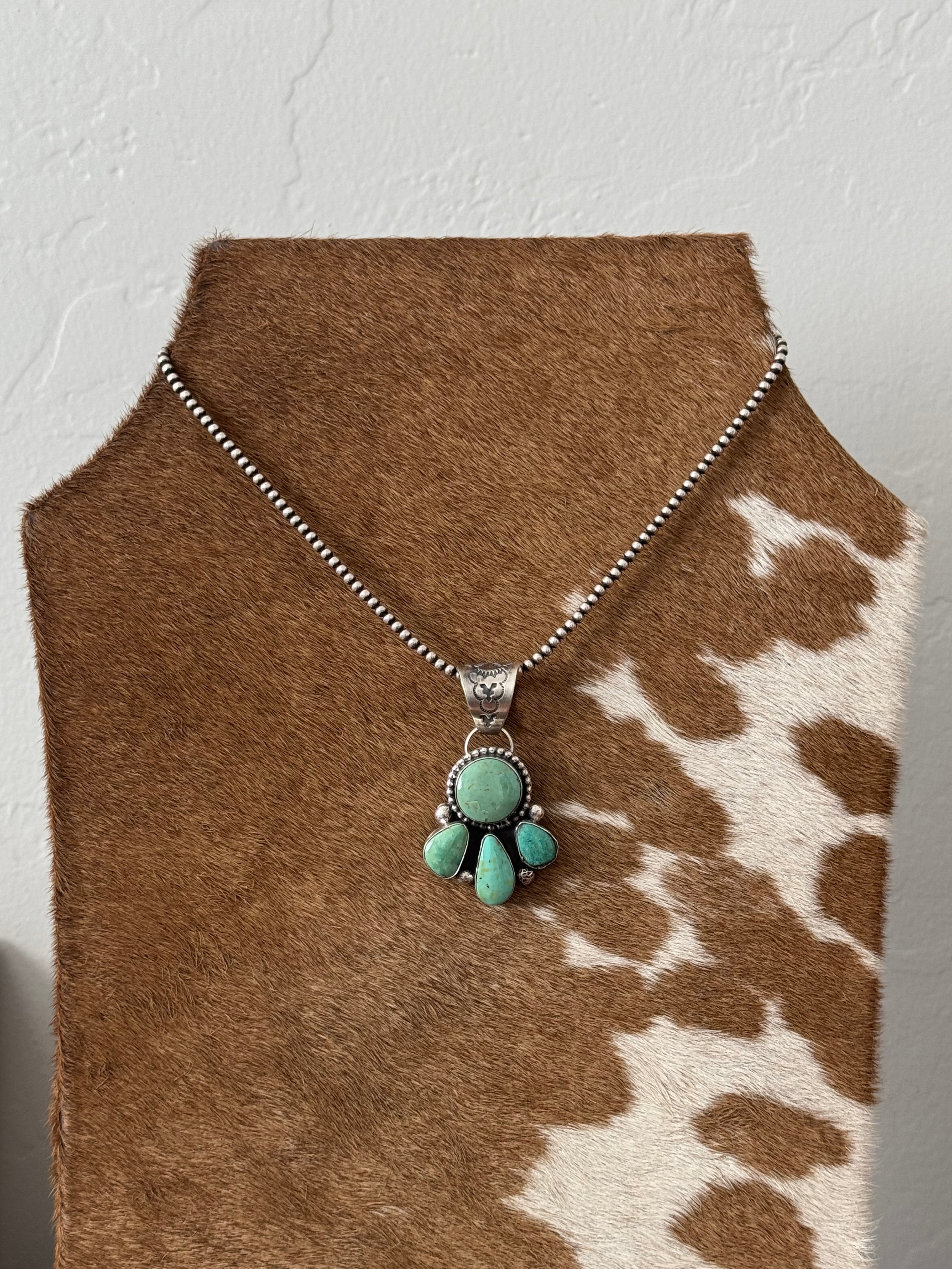 Navajo Made Kingman Turquoise & Sterling Silver Pendant