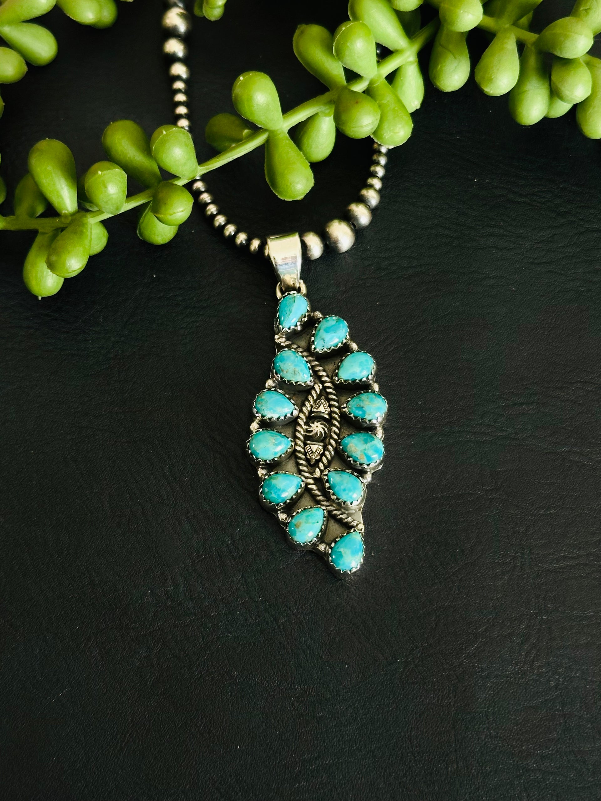 TTD “Twin Flame” Kingman Turquoise & Sterling Silver Pendant
