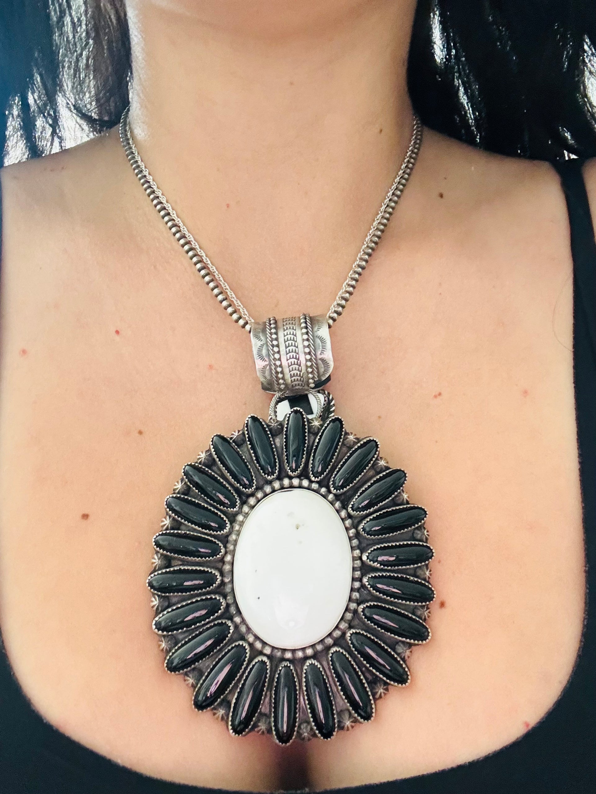 Dustin Francisco Multi Stone & Sterling Silver Cluster Pendant