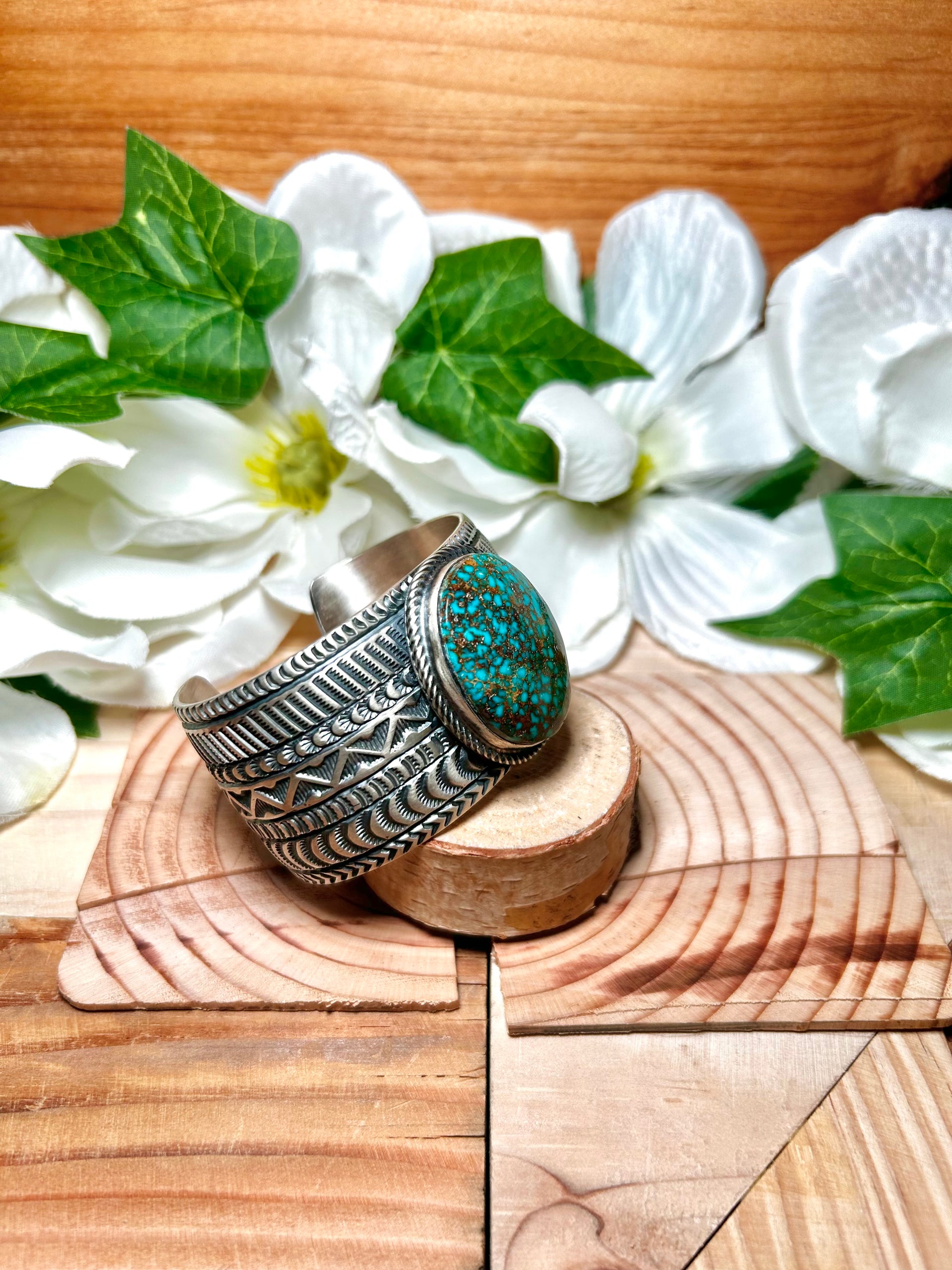 Randy Boyd Highgrade Patogonia Turquoise  & Sterling Silver Cuff Bracelet
