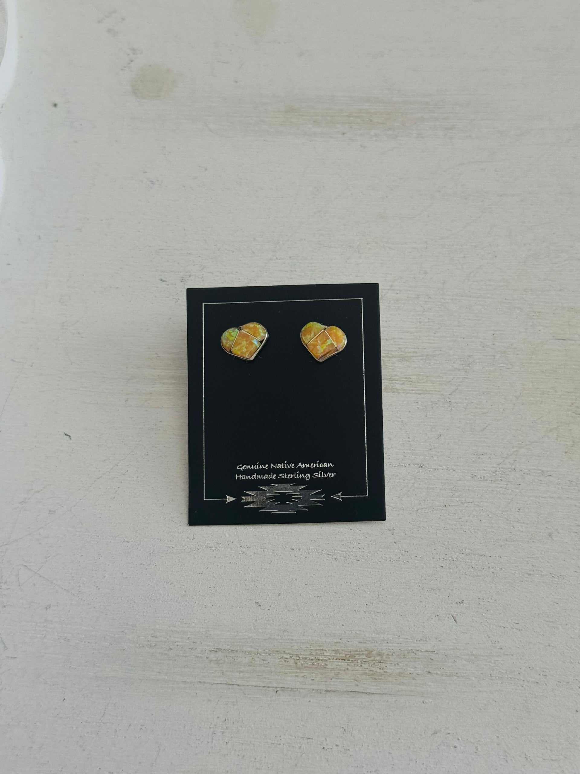 Zuni Made Sterling Silver Post Heart Earrings