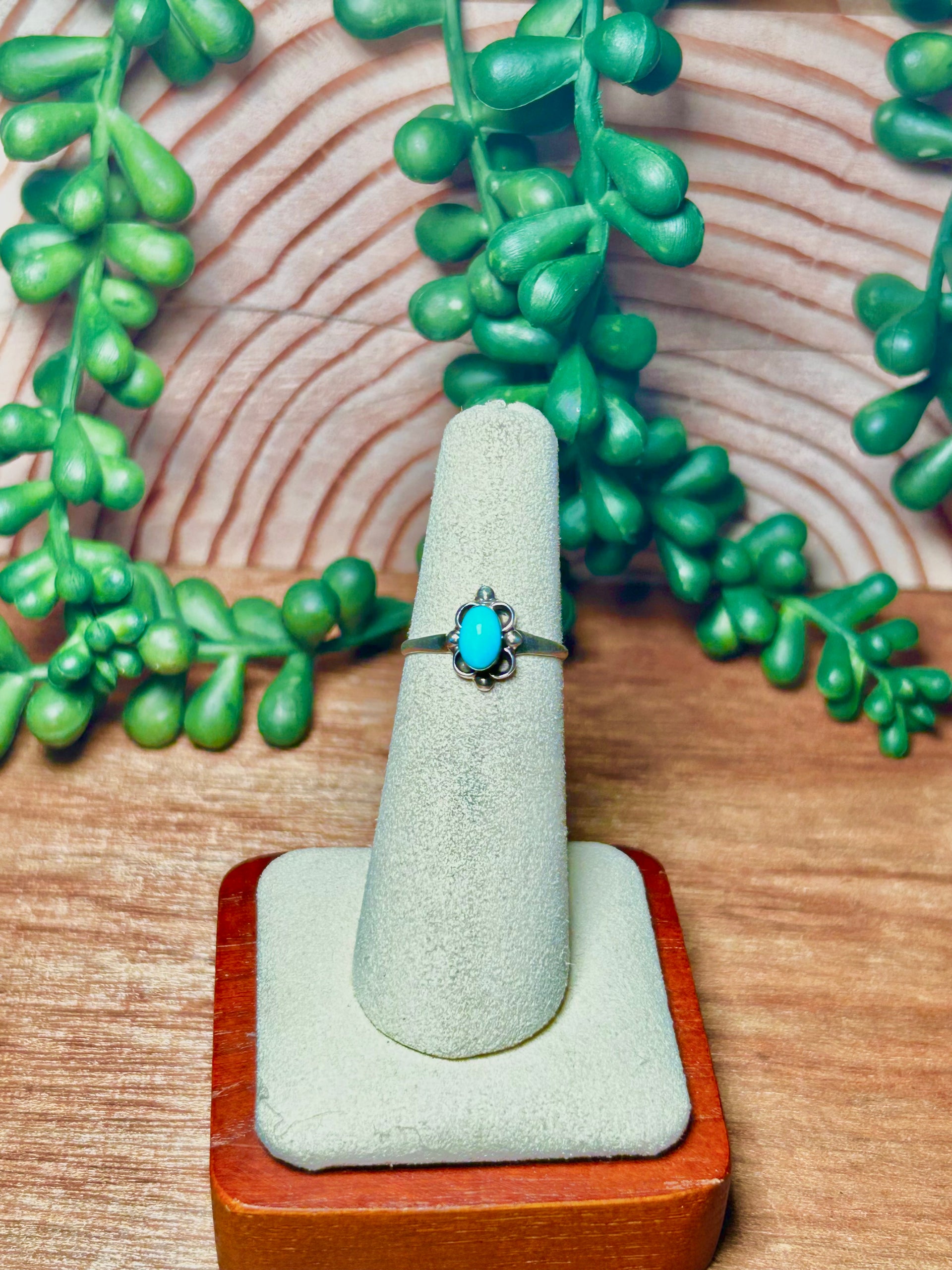 Navajo Made Kingman Turquoise & Sterling Silver Ring Size 5.5