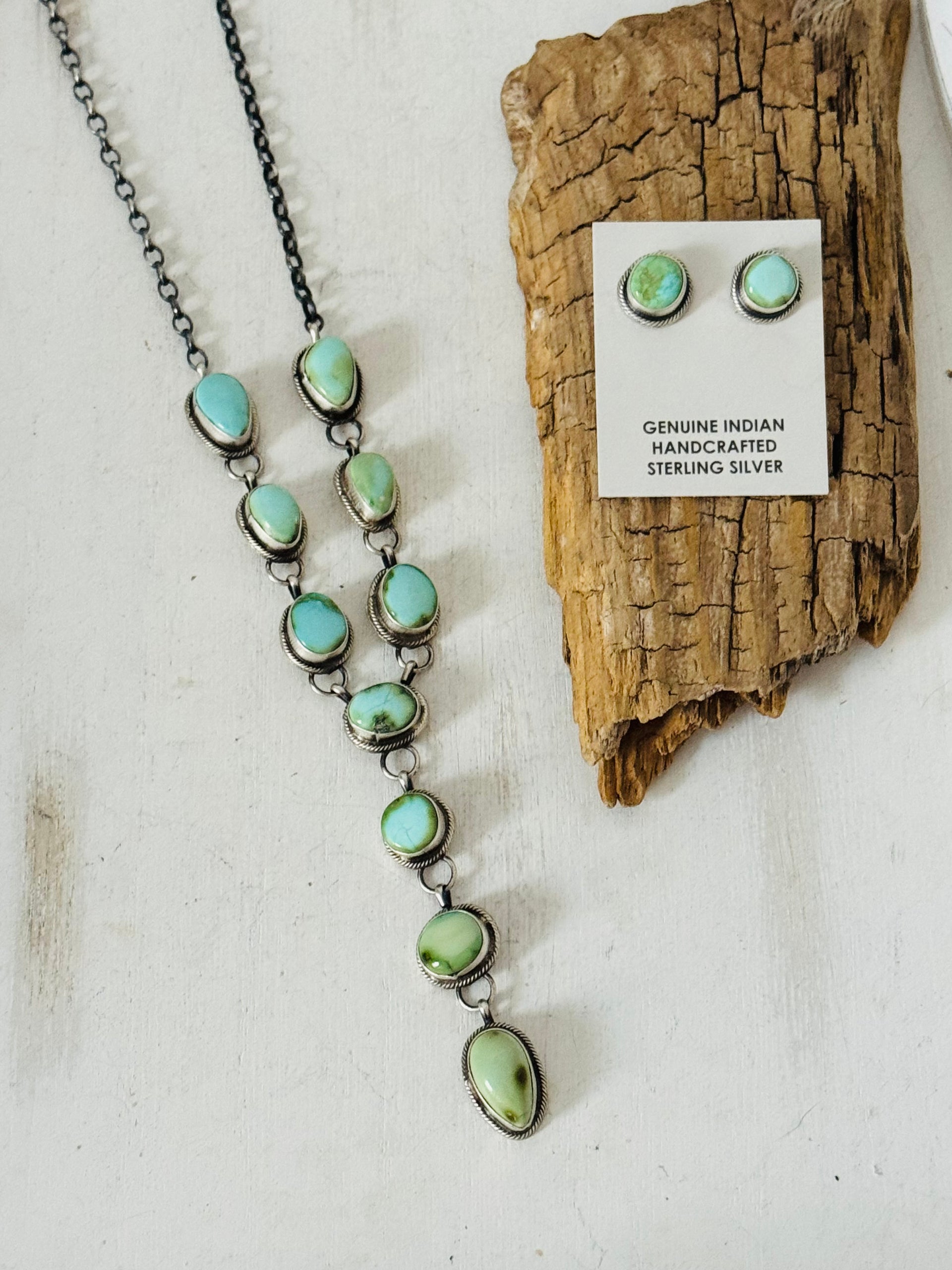 Betta Lee Sonoran Mountain Turquoise & Sterling Silver Lariat Necklace Set