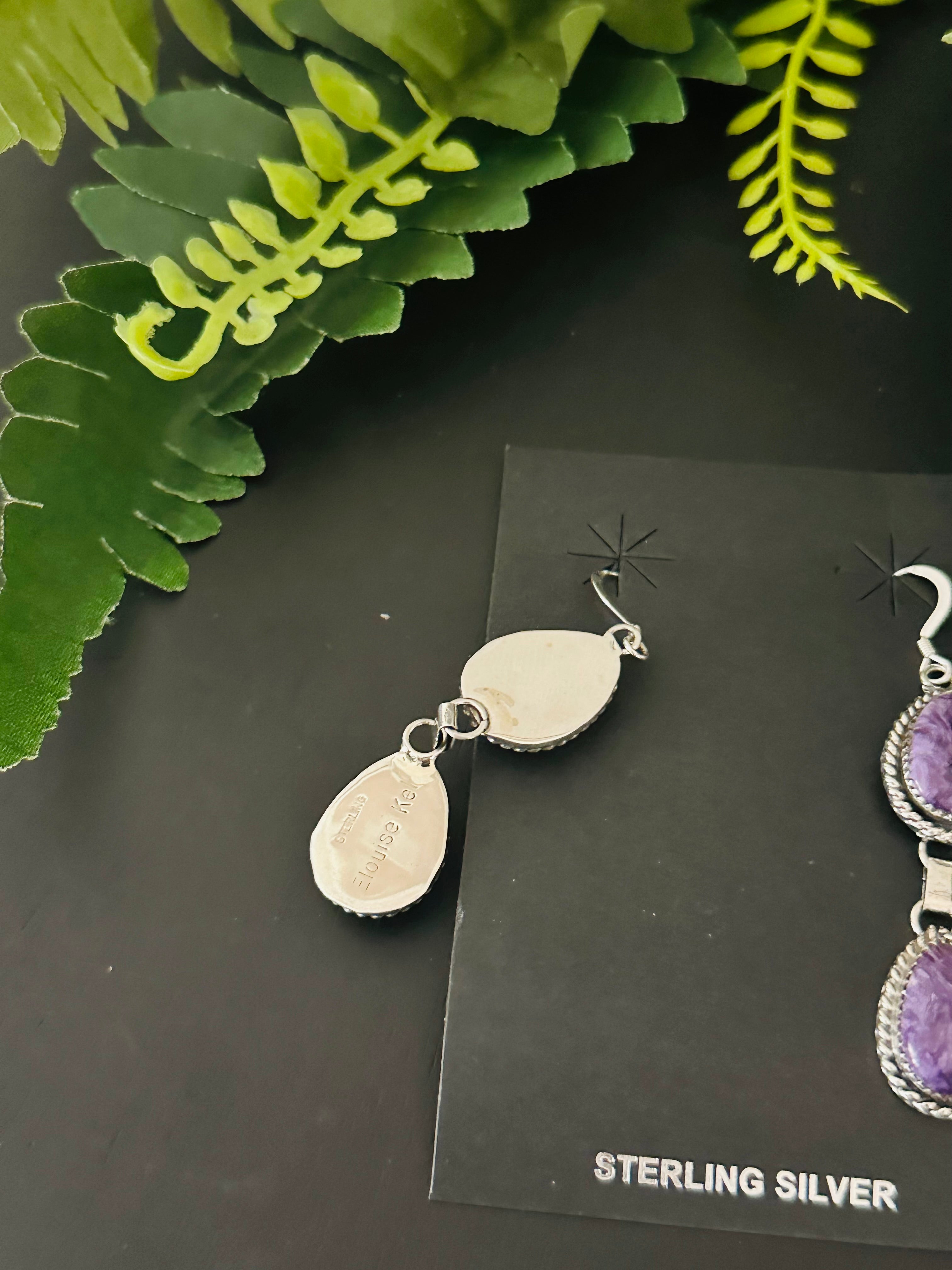 Elouise Kee Charoite & Sterling Silver Dangle Earrings