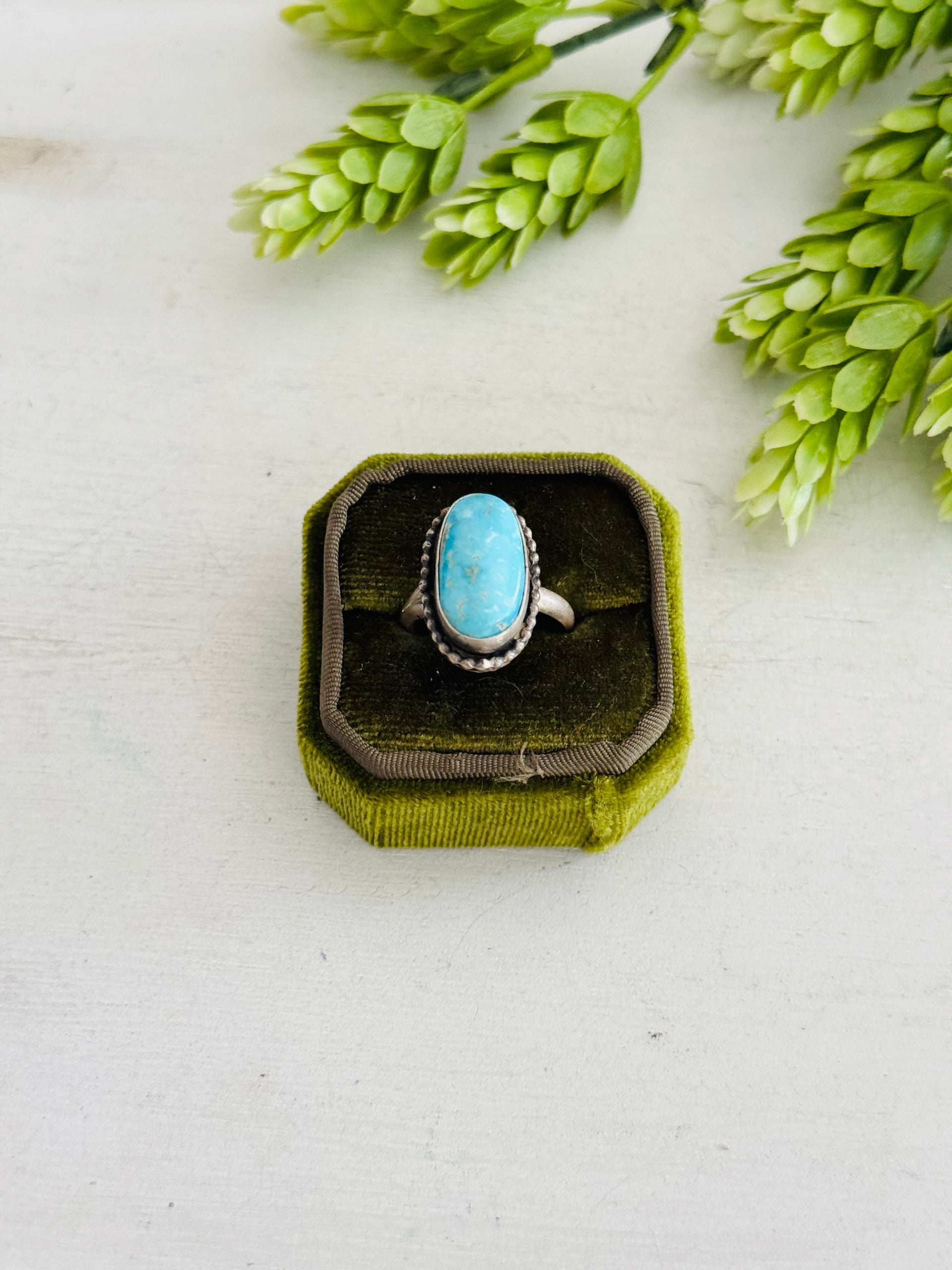 Eli Skeets Blue Ridge Turquoise & Sterling Silver Adjustable Ring