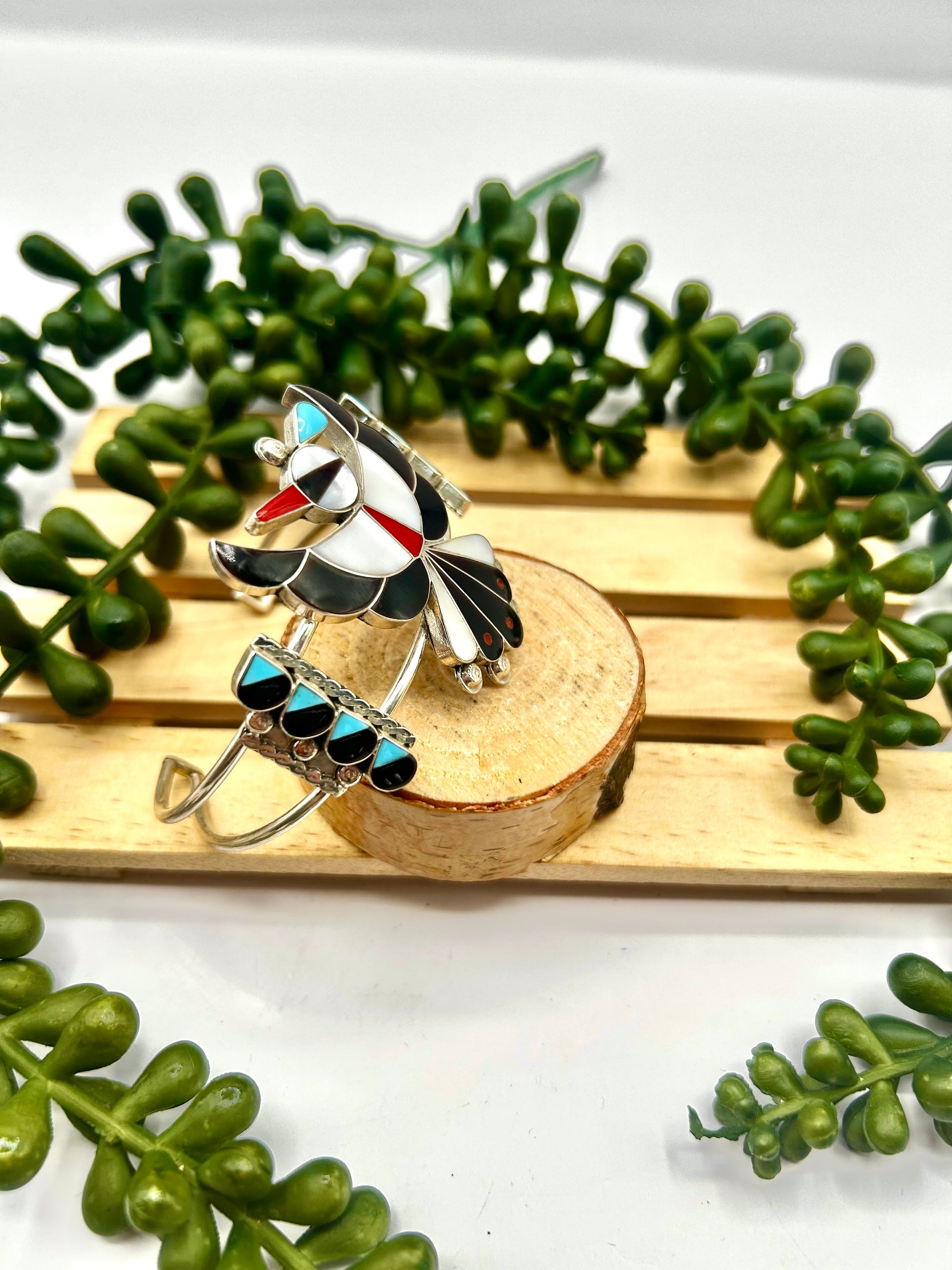 Zuni Made Multi Stone & Sterling Silver Cuff Bracelet