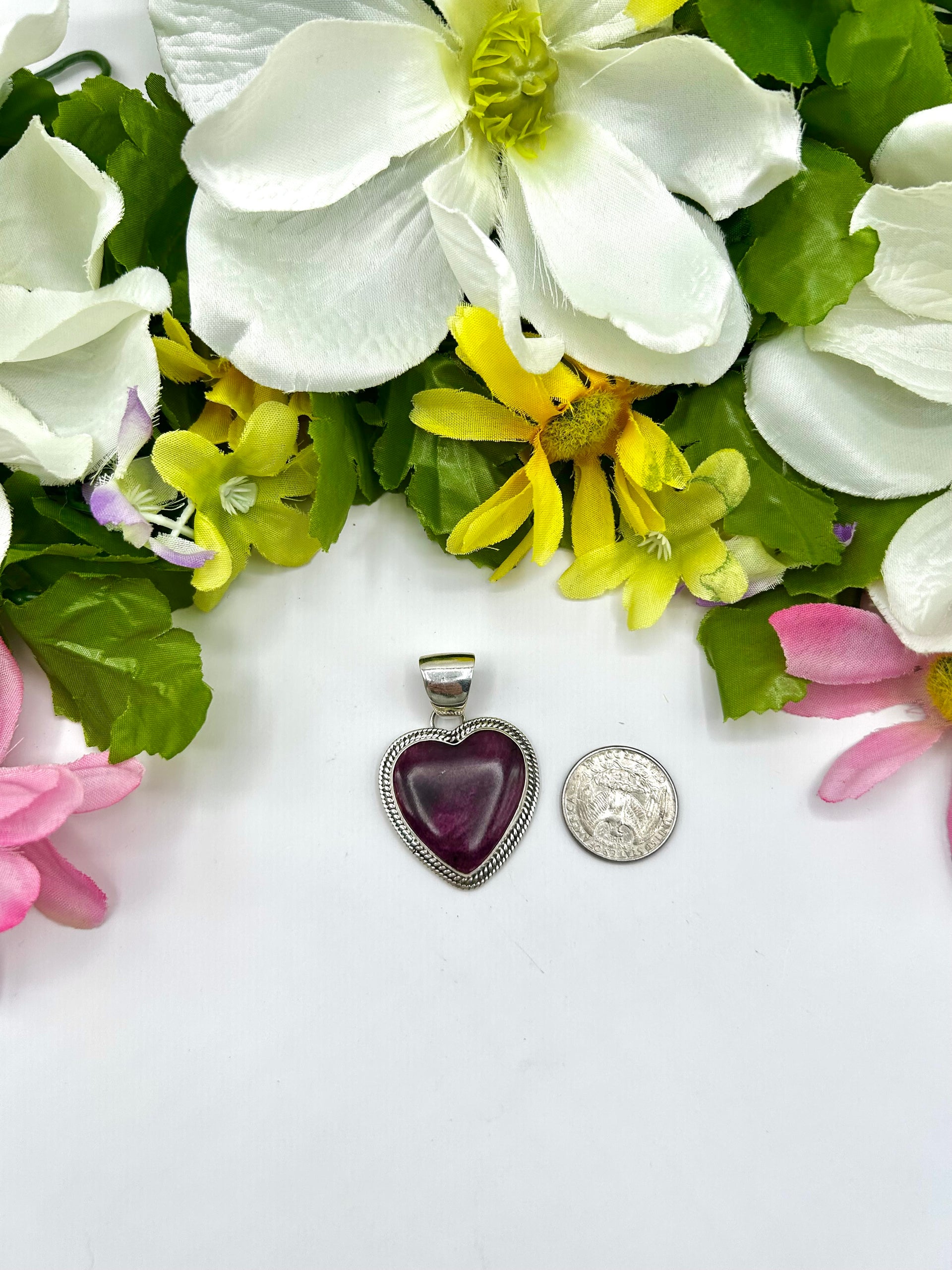 Navajo Made Purple Spiny Oyster & Sterling Silver Pendant