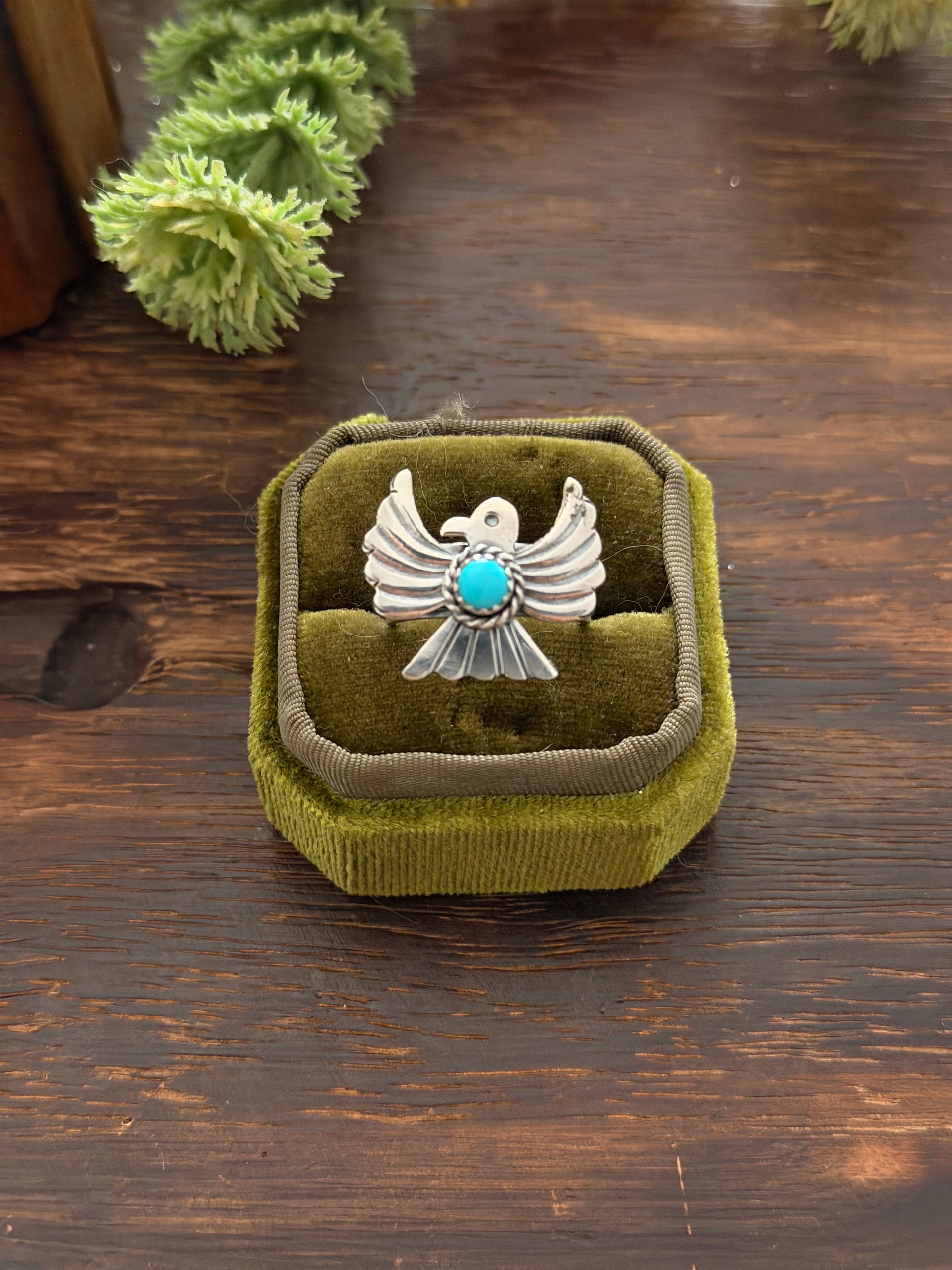 Delayne Reeves Kingman Turquoise & Sterling Silver Thunderbird Ring